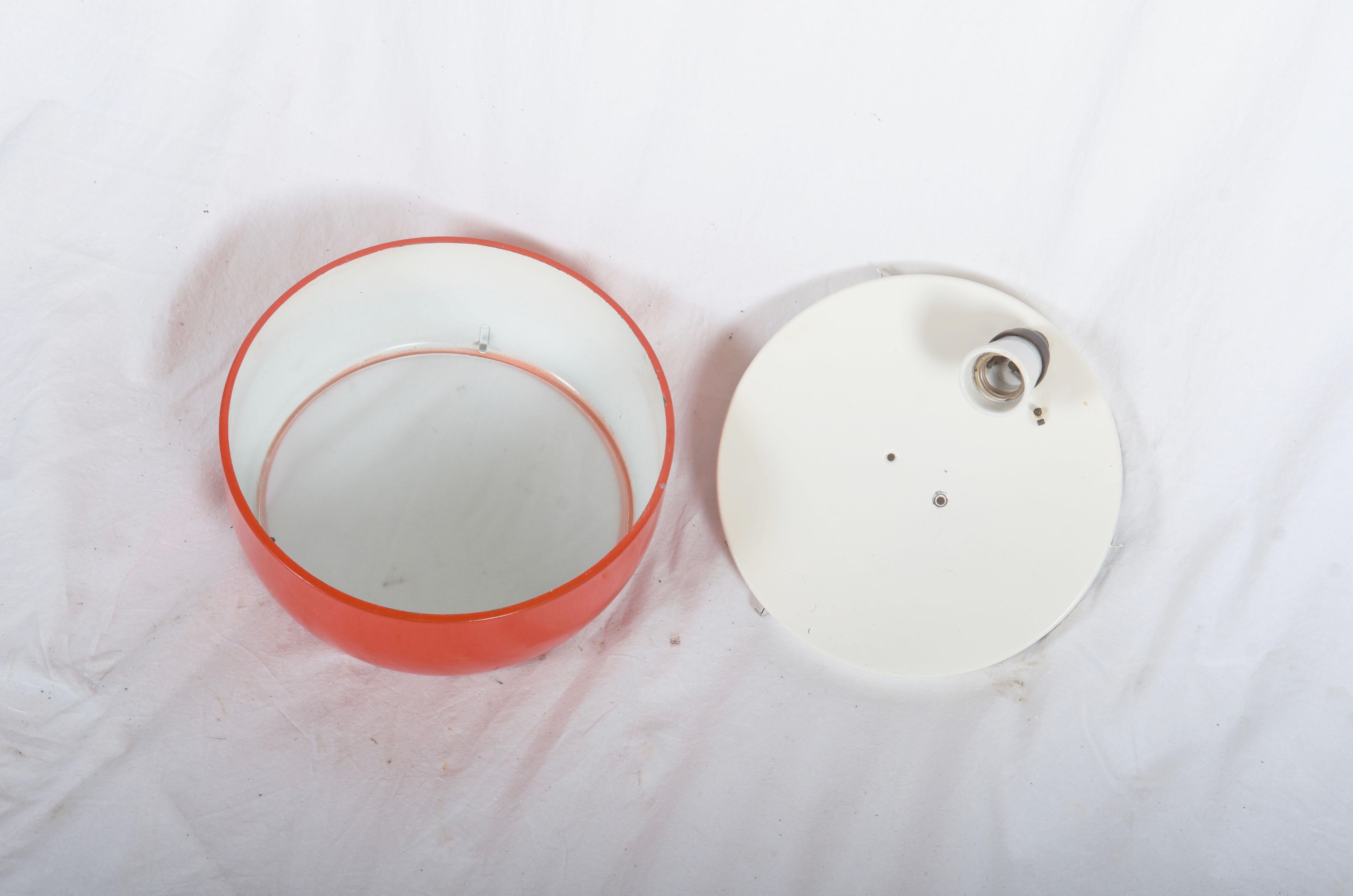 Red Midcentury Flush or Wall Mount Lamp In Excellent Condition For Sale In Vienna, AT