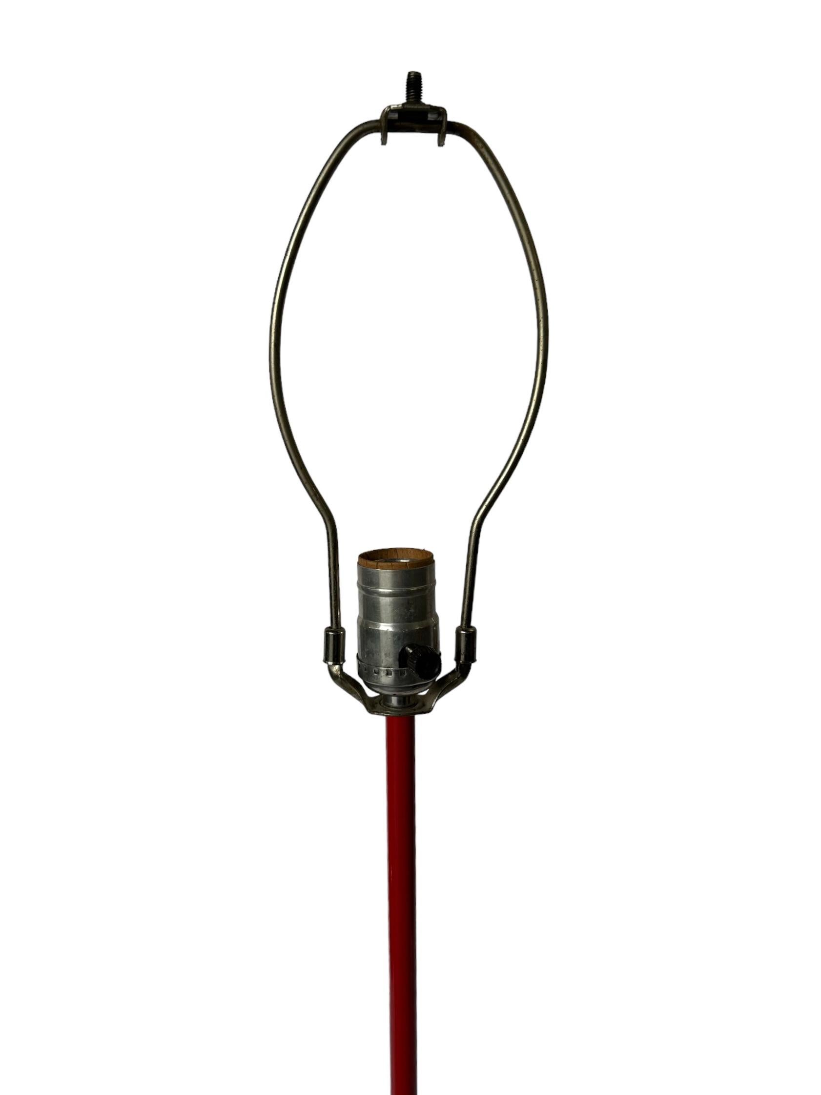 Red Mid-Century Modern Minimalist Floor Lamp In Good Condition For Sale In Brooklyn, NY