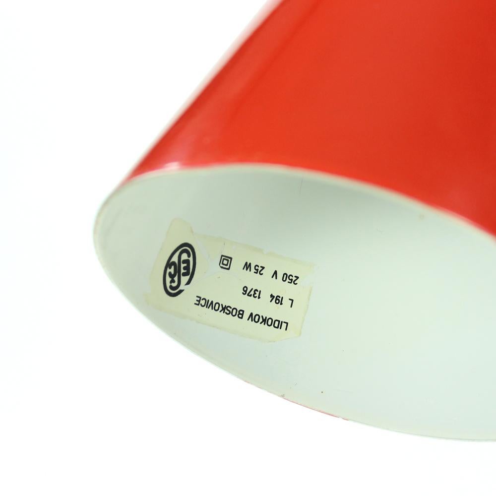 Metal Red Midcentury Table Lamp By Josef Hurka For Lidokov, Czechoslovakia 1960s For Sale