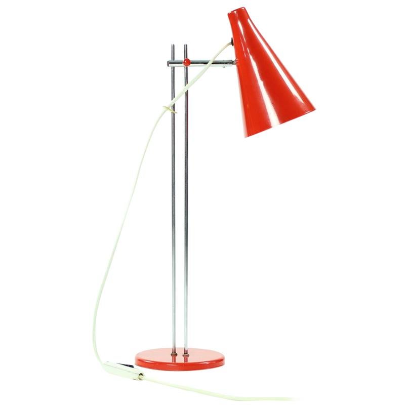 Red Midcentury Table Lamp by Josef Hurka for Lidokov, Czechoslovakia 1960s For Sale