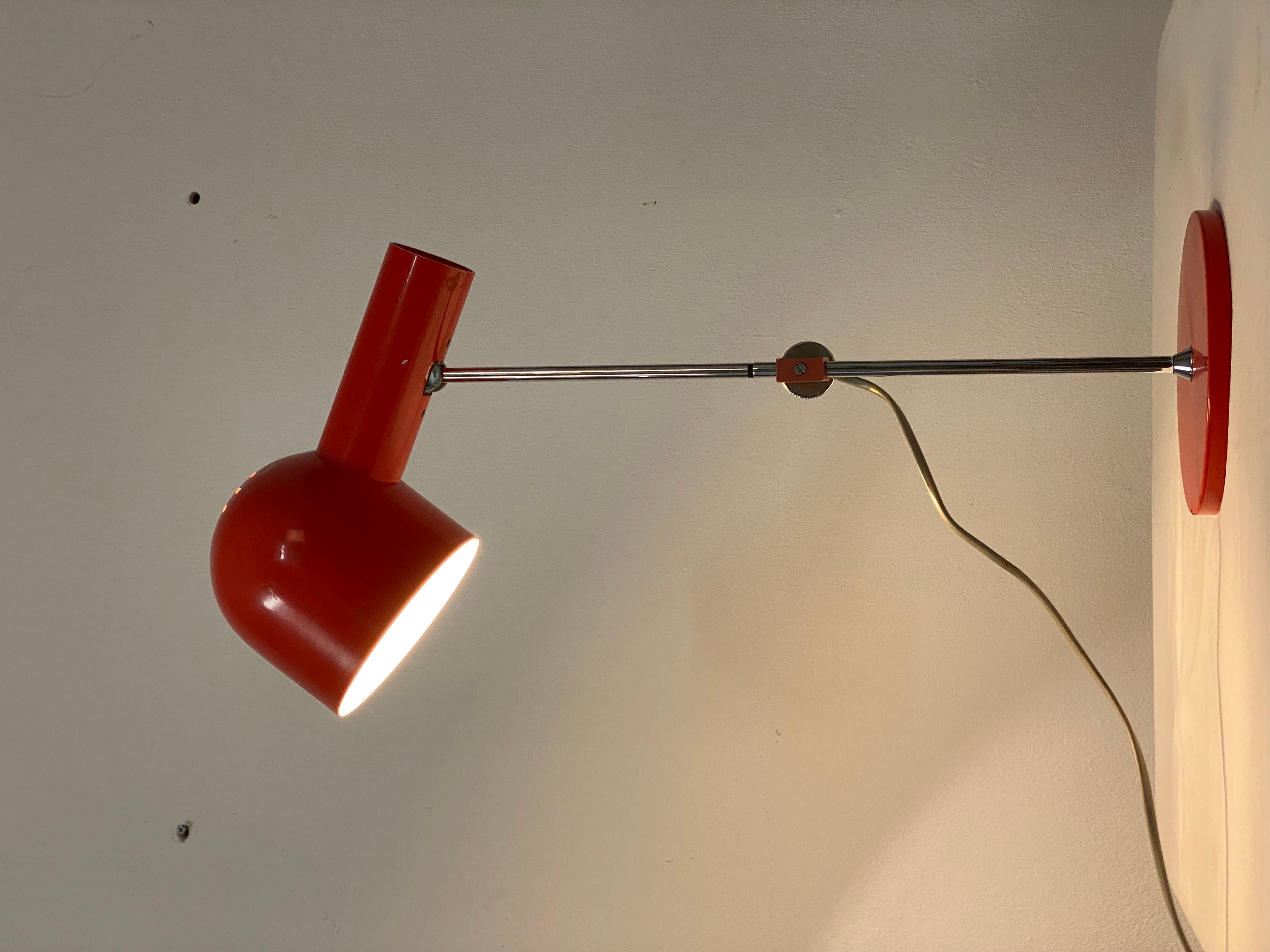 Red Midcentury Table Lamp by Josef Hurka for Napako For Sale 4