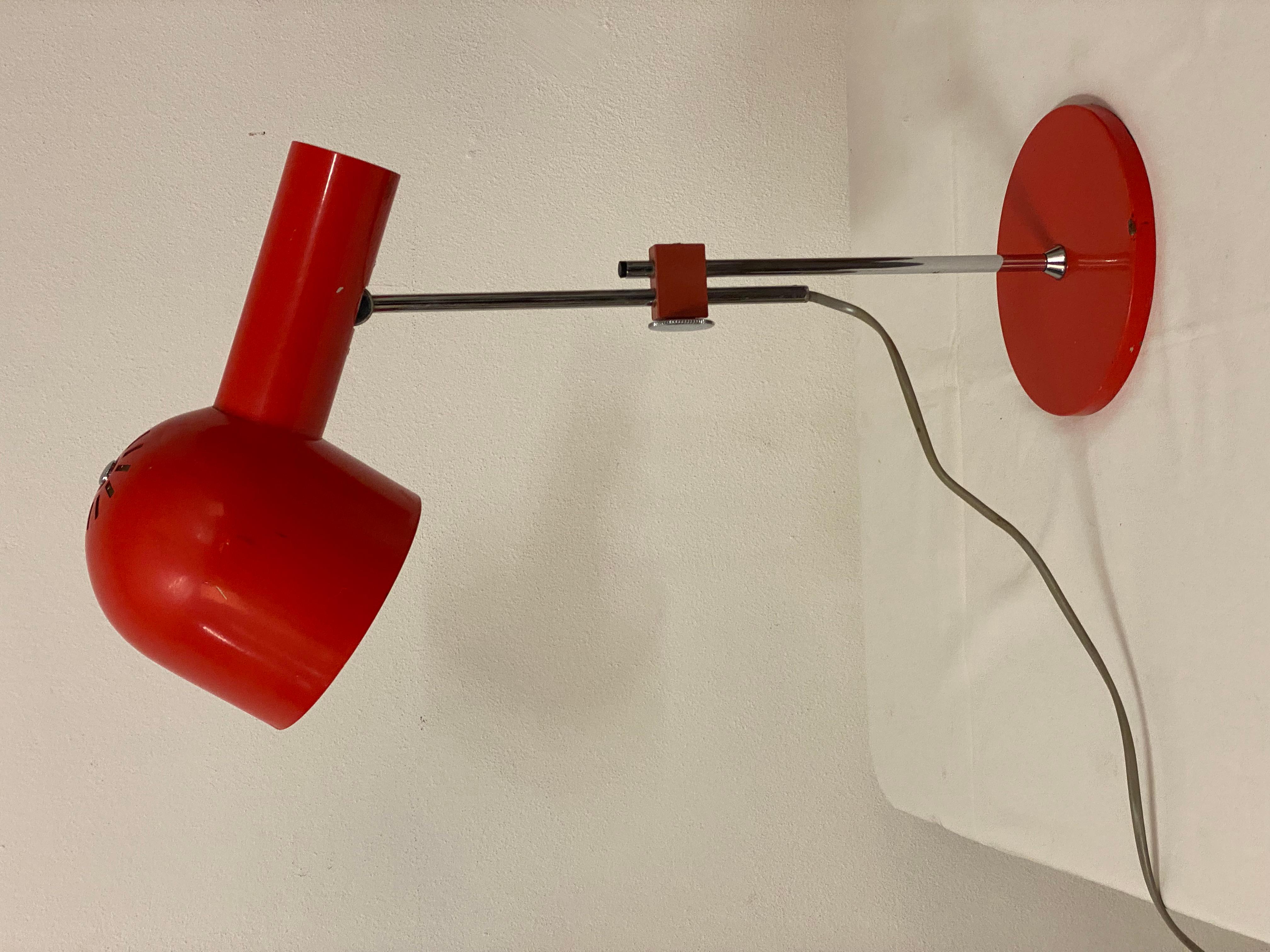 Red Midcentury Table Lamp by Josef Hurka for Napako For Sale 7