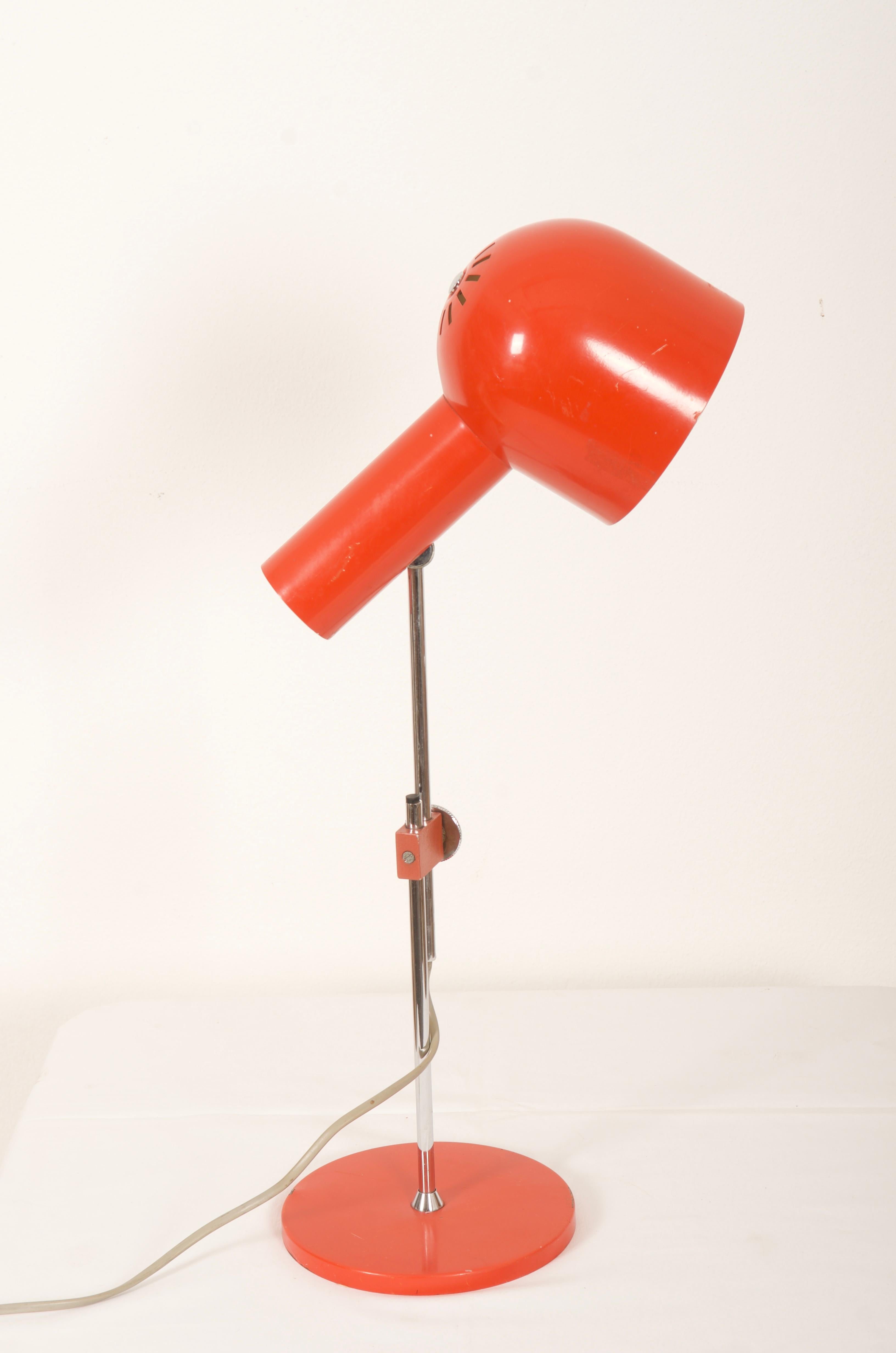 Czech Red Midcentury Table Lamp by Josef Hurka for Napako For Sale