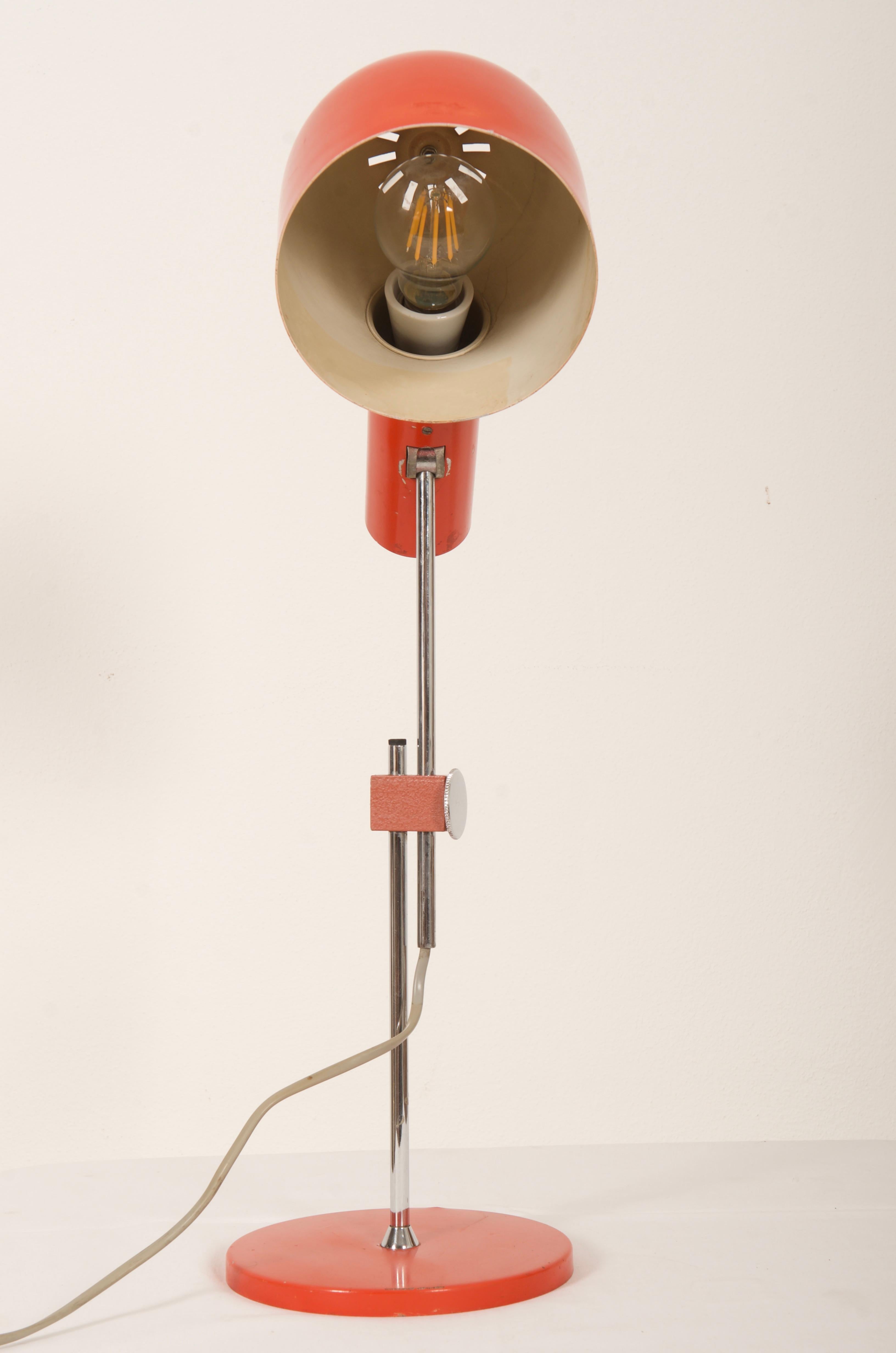Painted Red Midcentury Table Lamp by Josef Hurka for Napako For Sale