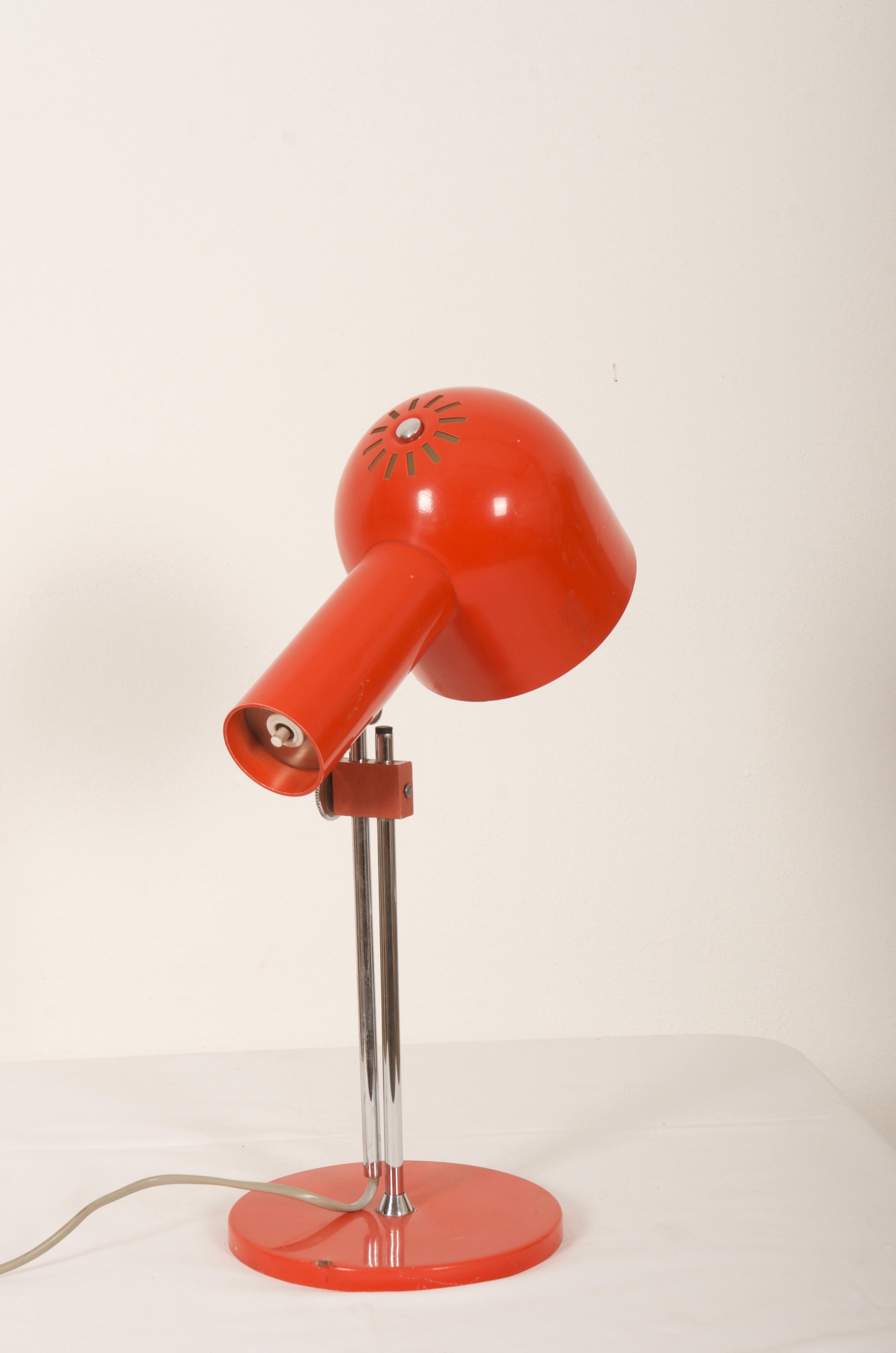 Steel Red Midcentury Table Lamp by Josef Hurka for Napako For Sale