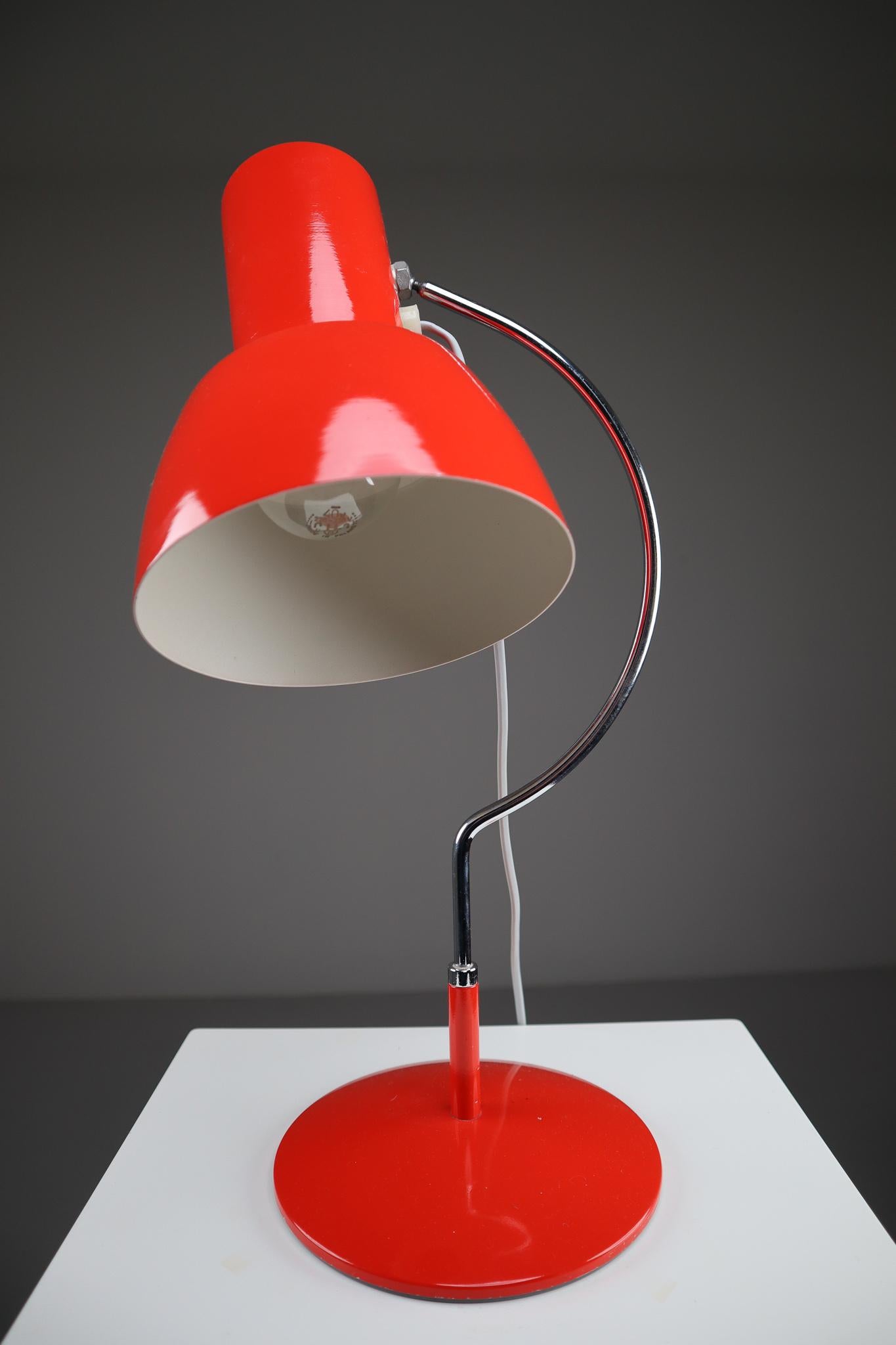 Czech Red Midcentury Table Lamp Napako, Designed by Josef Hurka, 1960s