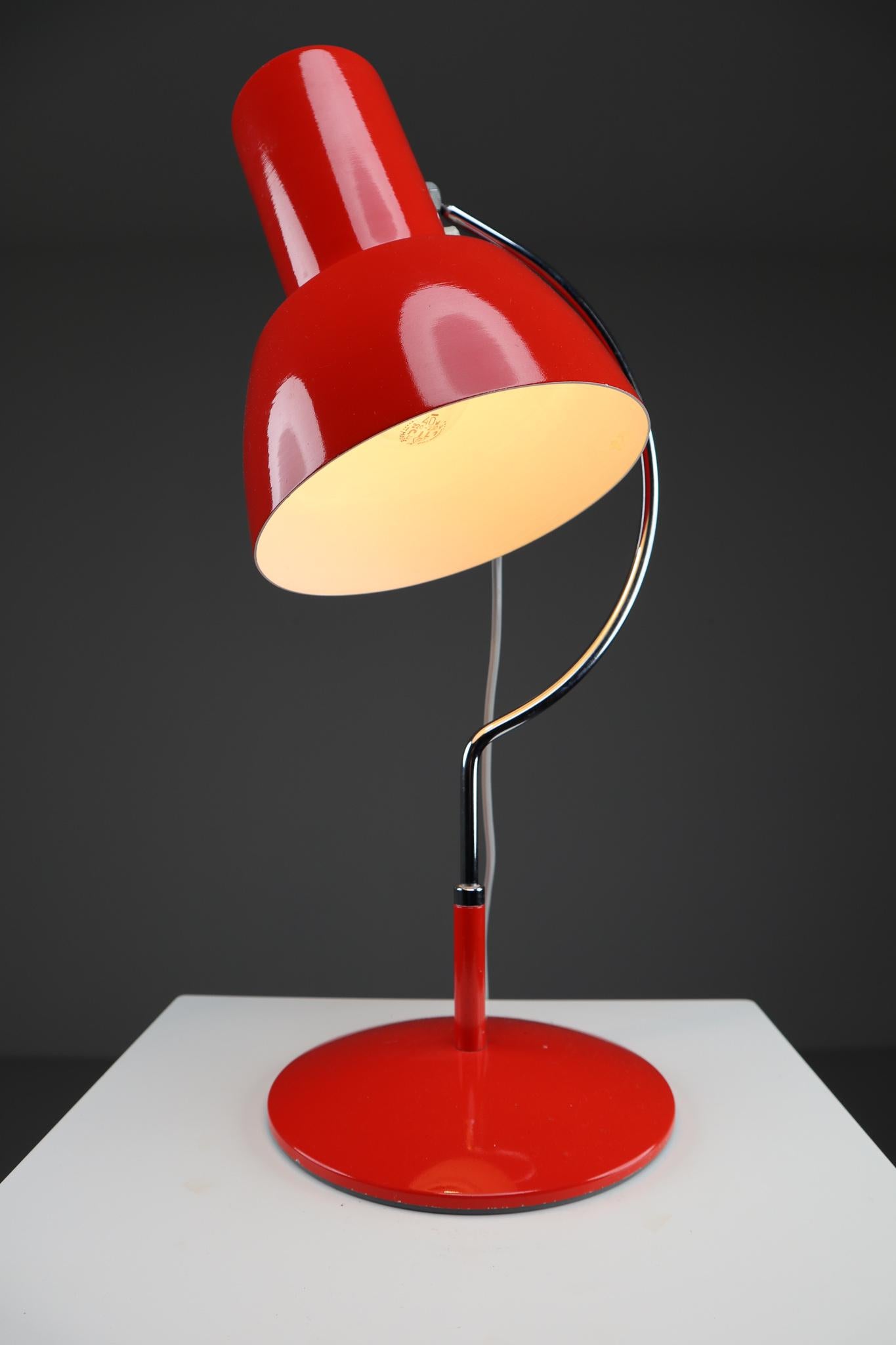 Red Midcentury Table Lamp Napako, Designed by Josef Hurka, 1960s In Good Condition In Almelo, NL