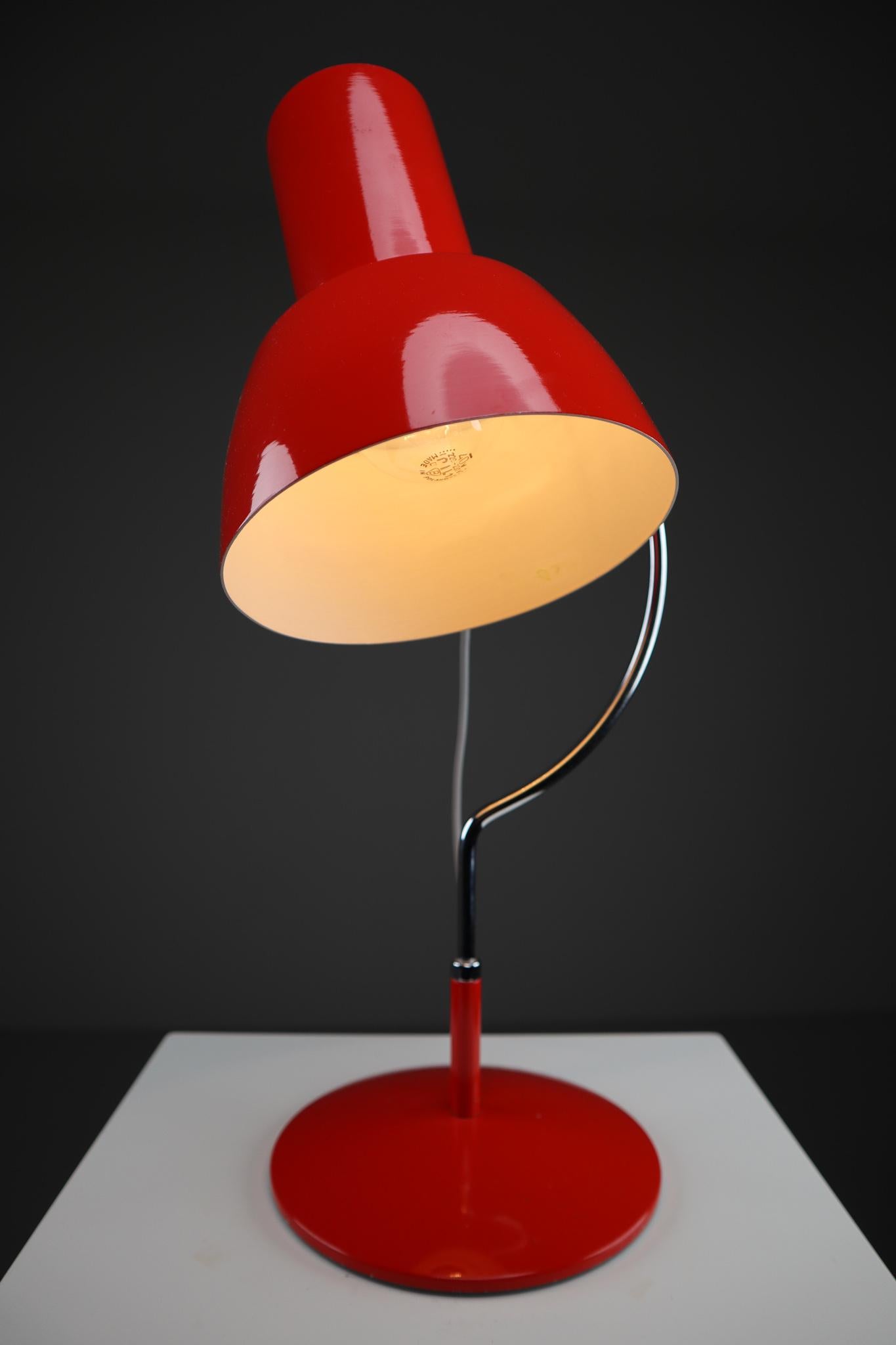 Steel Red Midcentury Table Lamp Napako, Designed by Josef Hurka, 1960s
