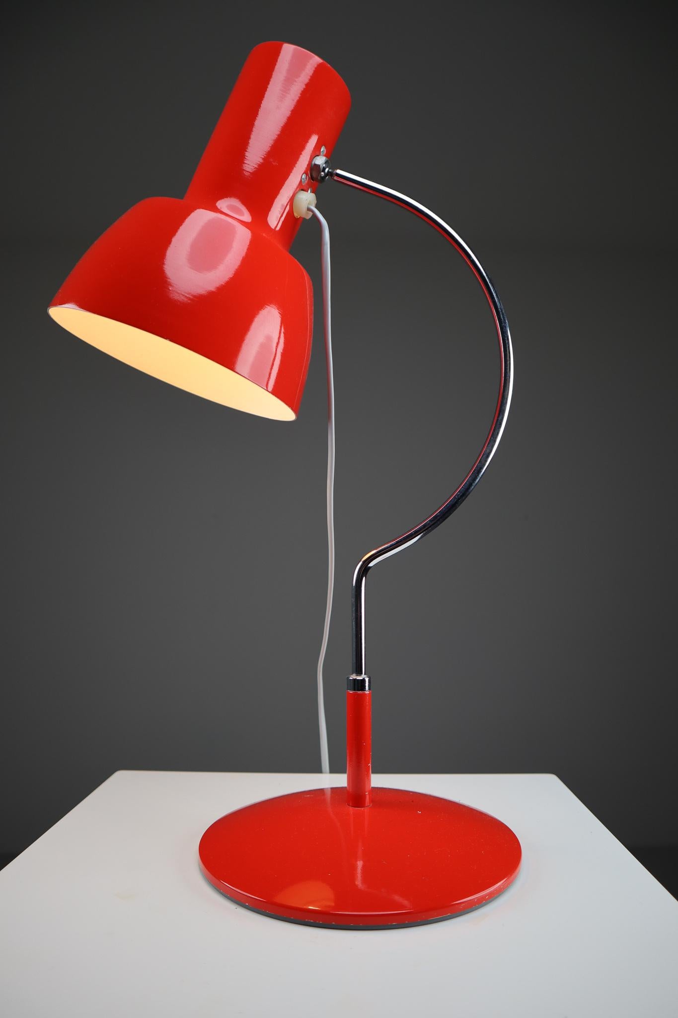 Red Midcentury Table Lamp Napako, Designed by Josef Hurka, 1960s 1