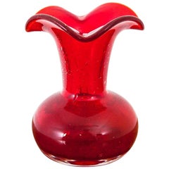 Vintage Red Midcentury Vase, Antico Glass