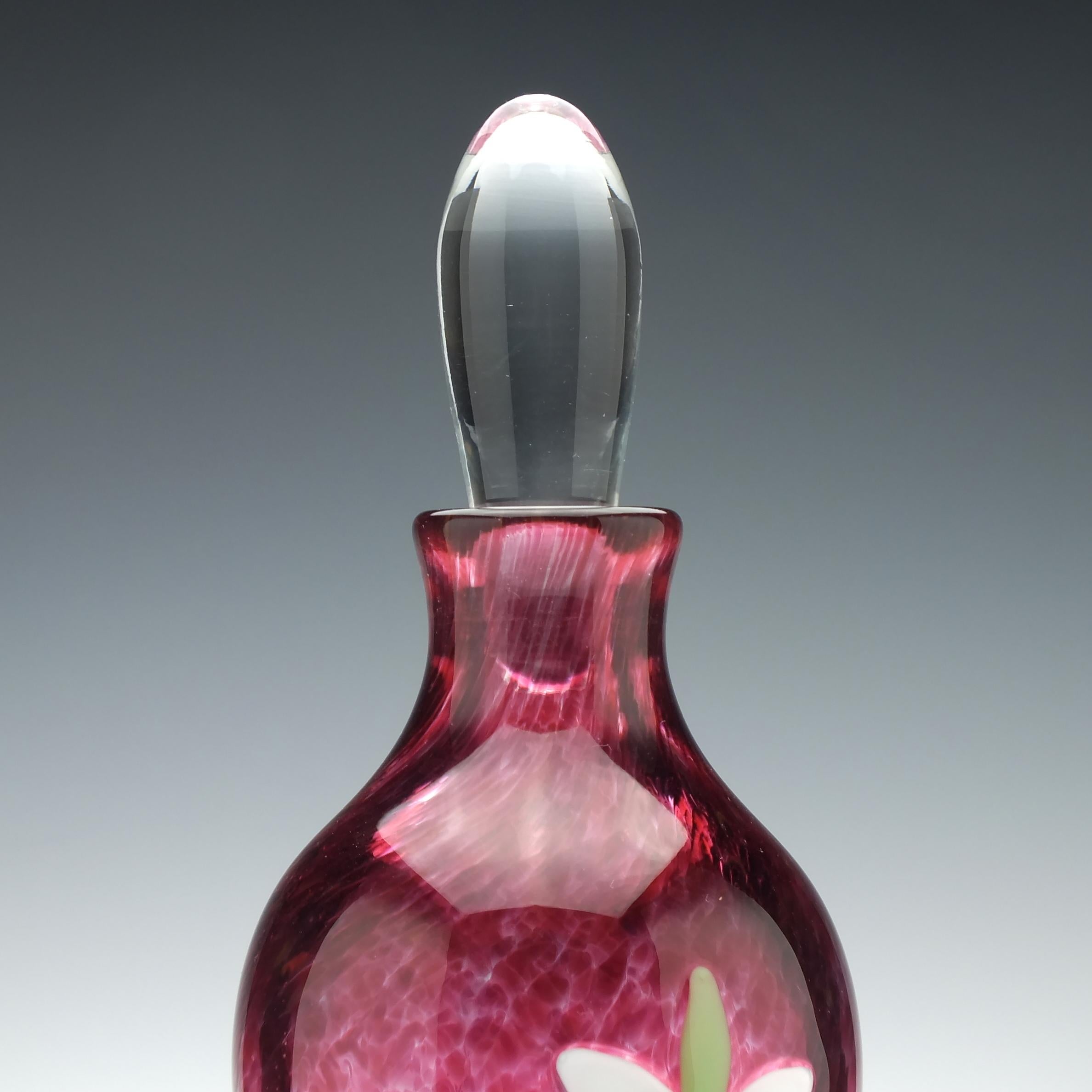 Modern Red Mike Hunter Glass Orchid Perfume Bottle For Sale