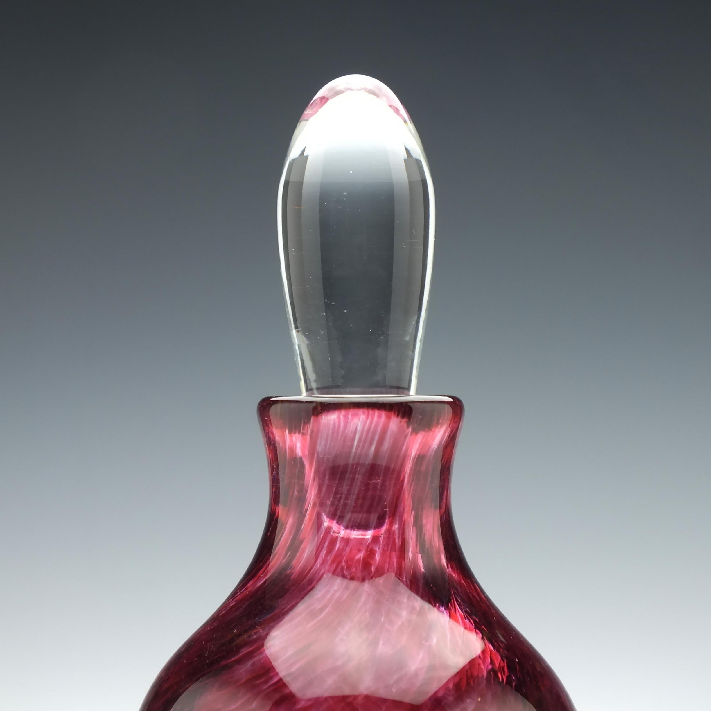 British Red Mike Hunter Glass Orchid Perfume Bottle For Sale