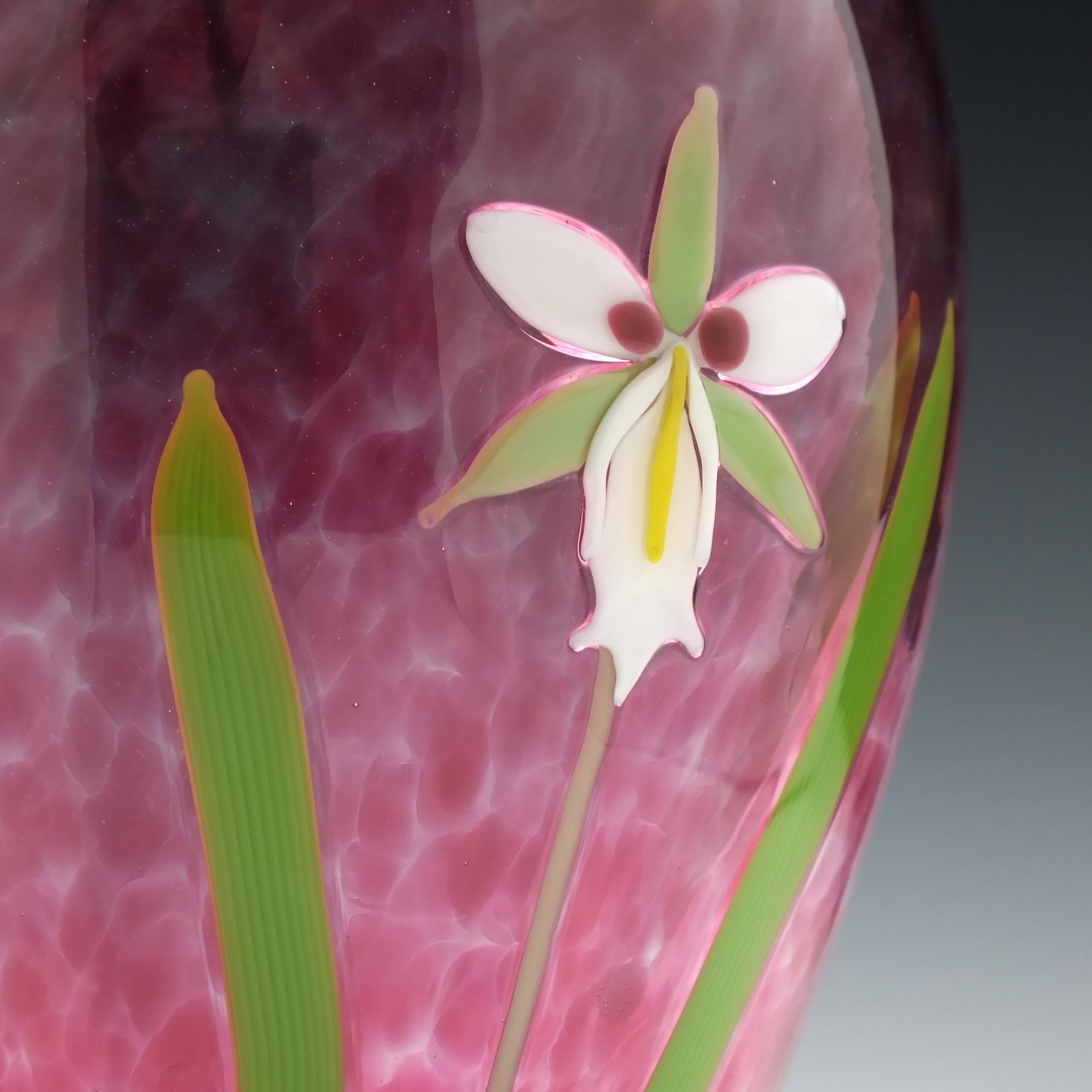 Modern Red Mike Hunter Glass Orchid Vase For Sale