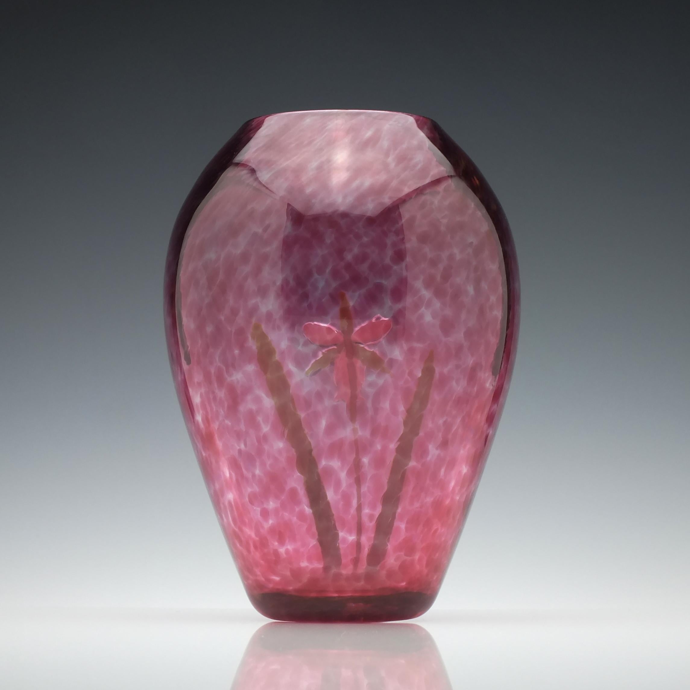 British Red Mike Hunter Glass Orchid Vase For Sale