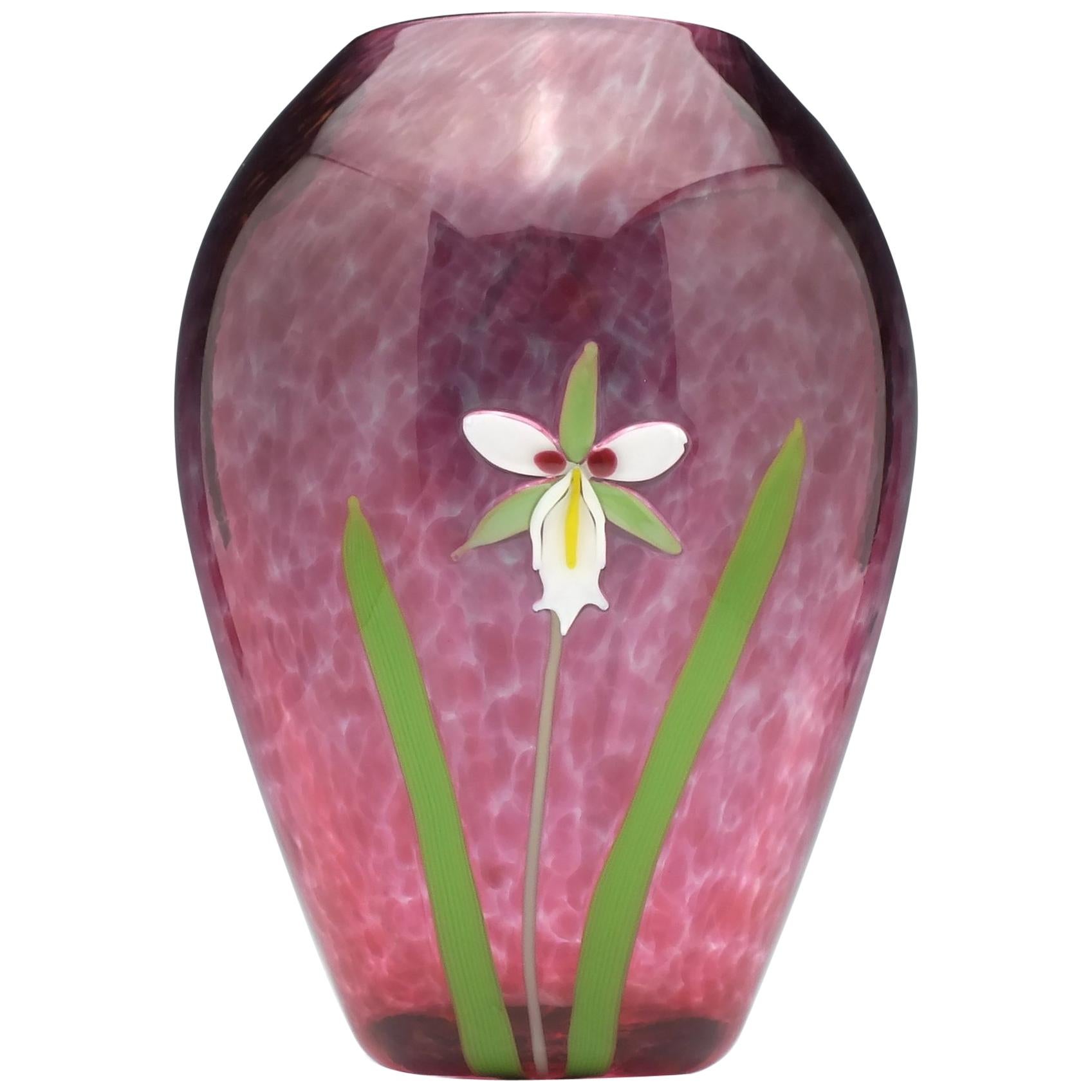 Red Mike Hunter Glass Orchid Vase For Sale