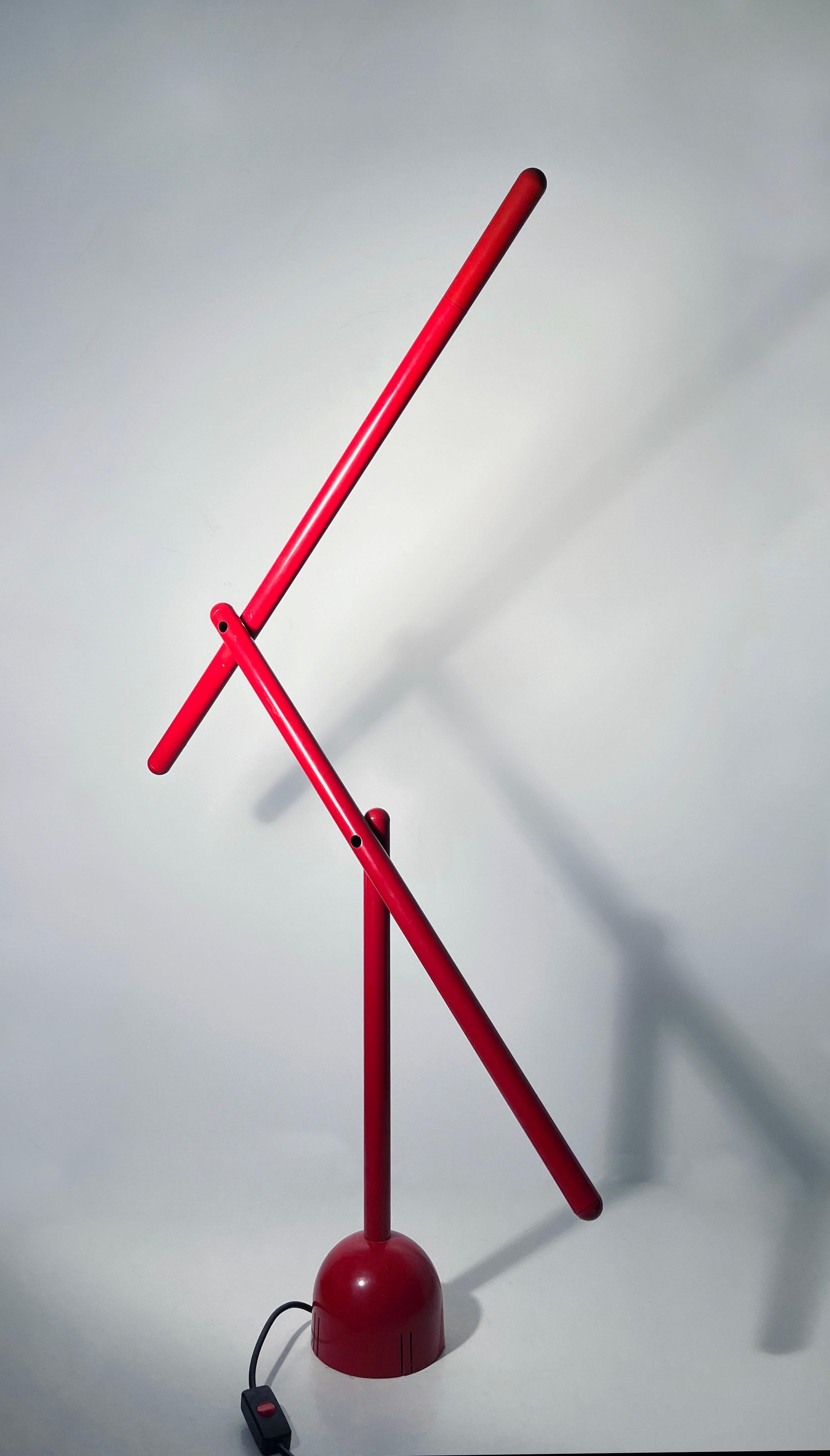 Post-Modern Red Mira Table Lamp by Mario Arnaboldi for Programmaluce Italy For Sale