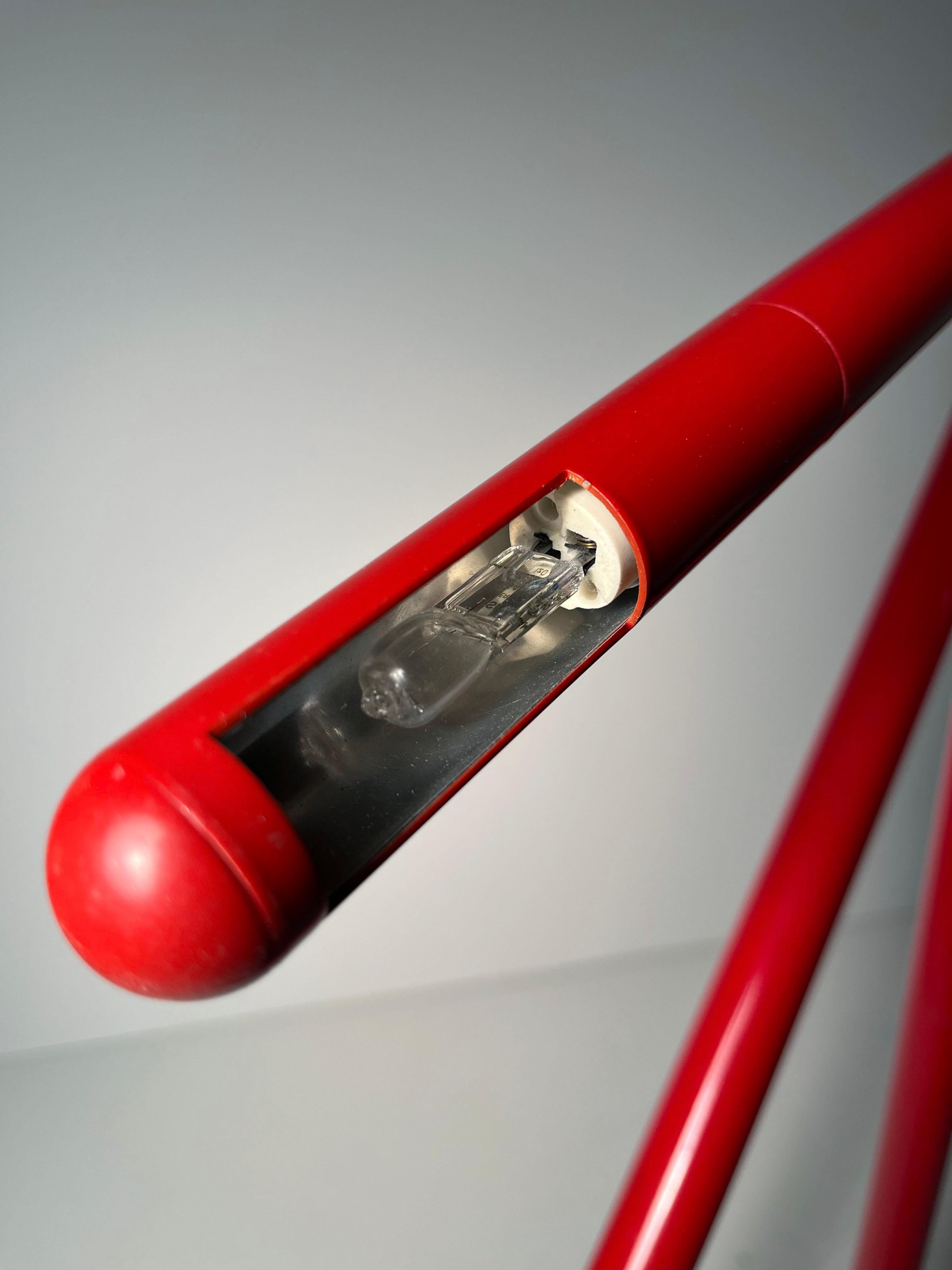 Metal Red Mira Table Lamp by Mario Arnaboldi for Programmaluce Italy For Sale