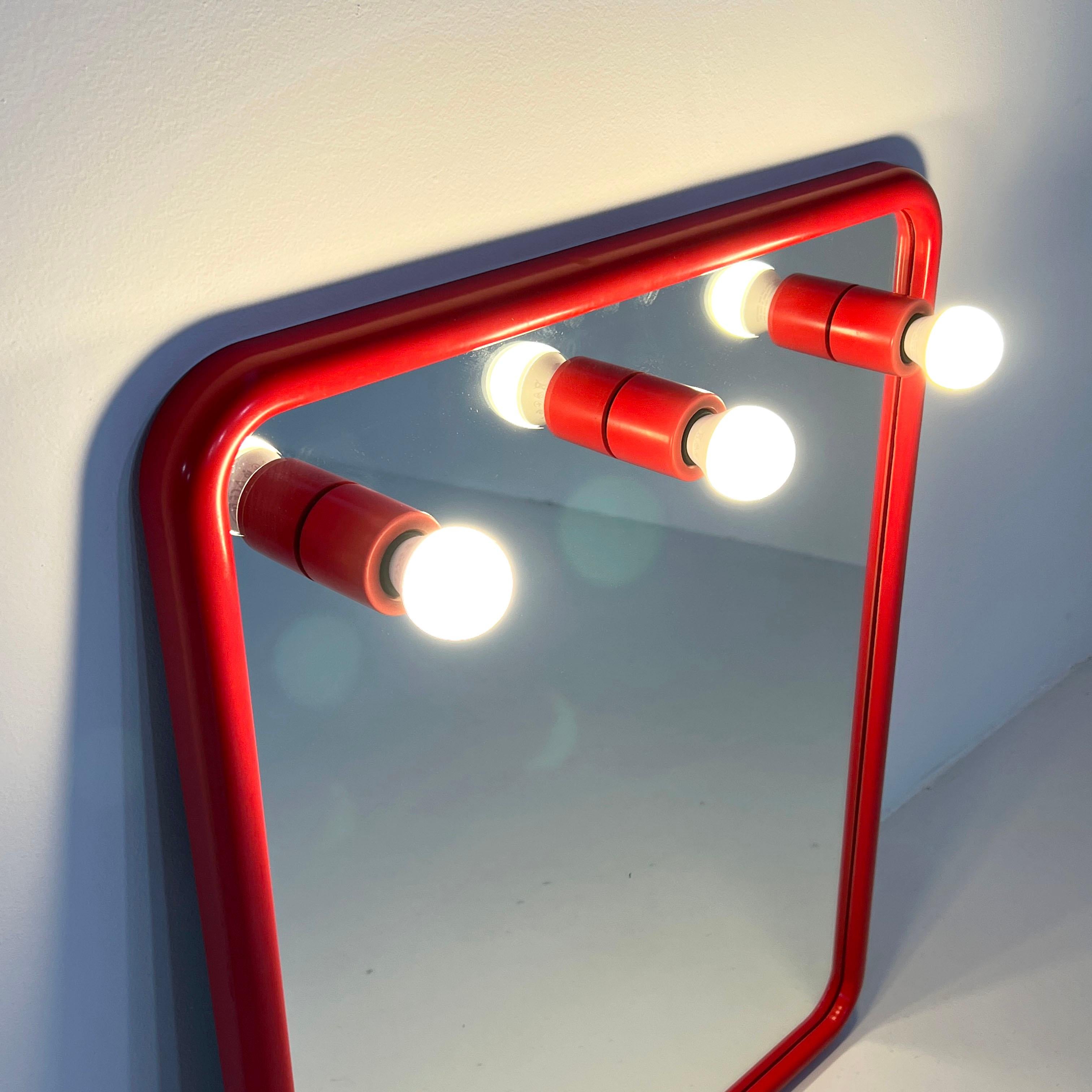 Late 20th Century Red Mirror with Lights from Gedy, 1970s