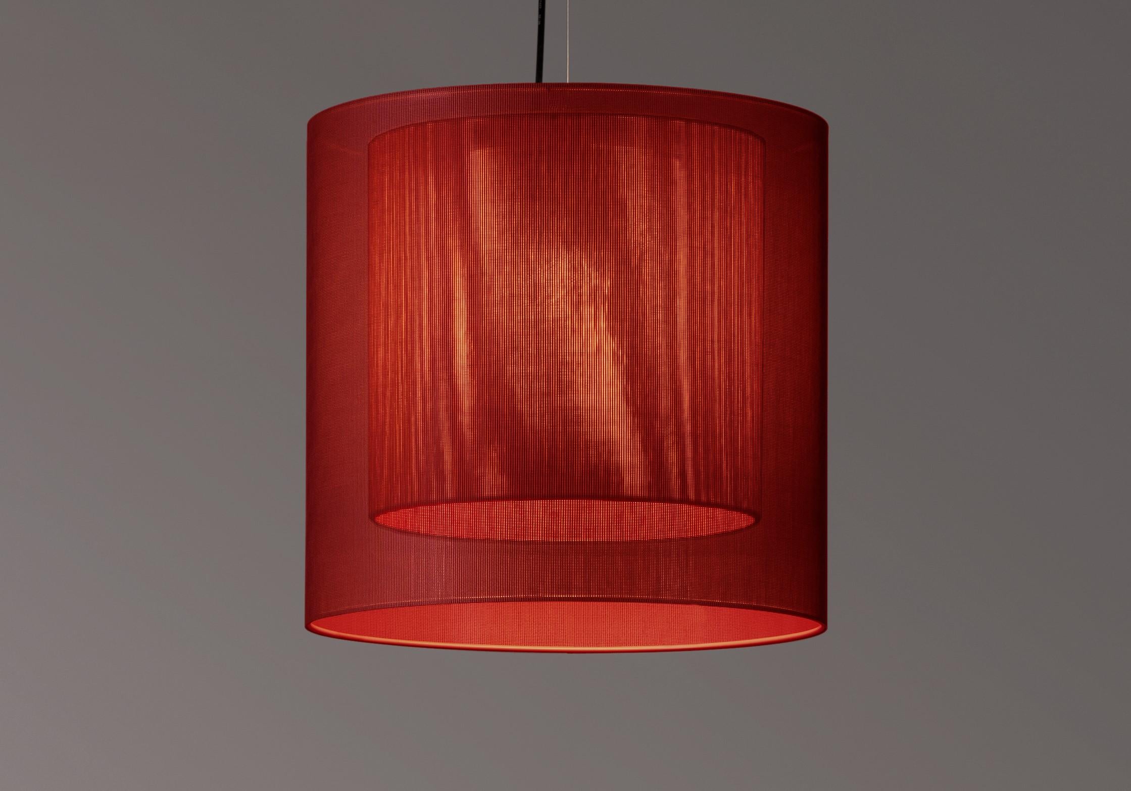 Modern Red Moaré MS Pendant Lamp by Antoni Arola For Sale