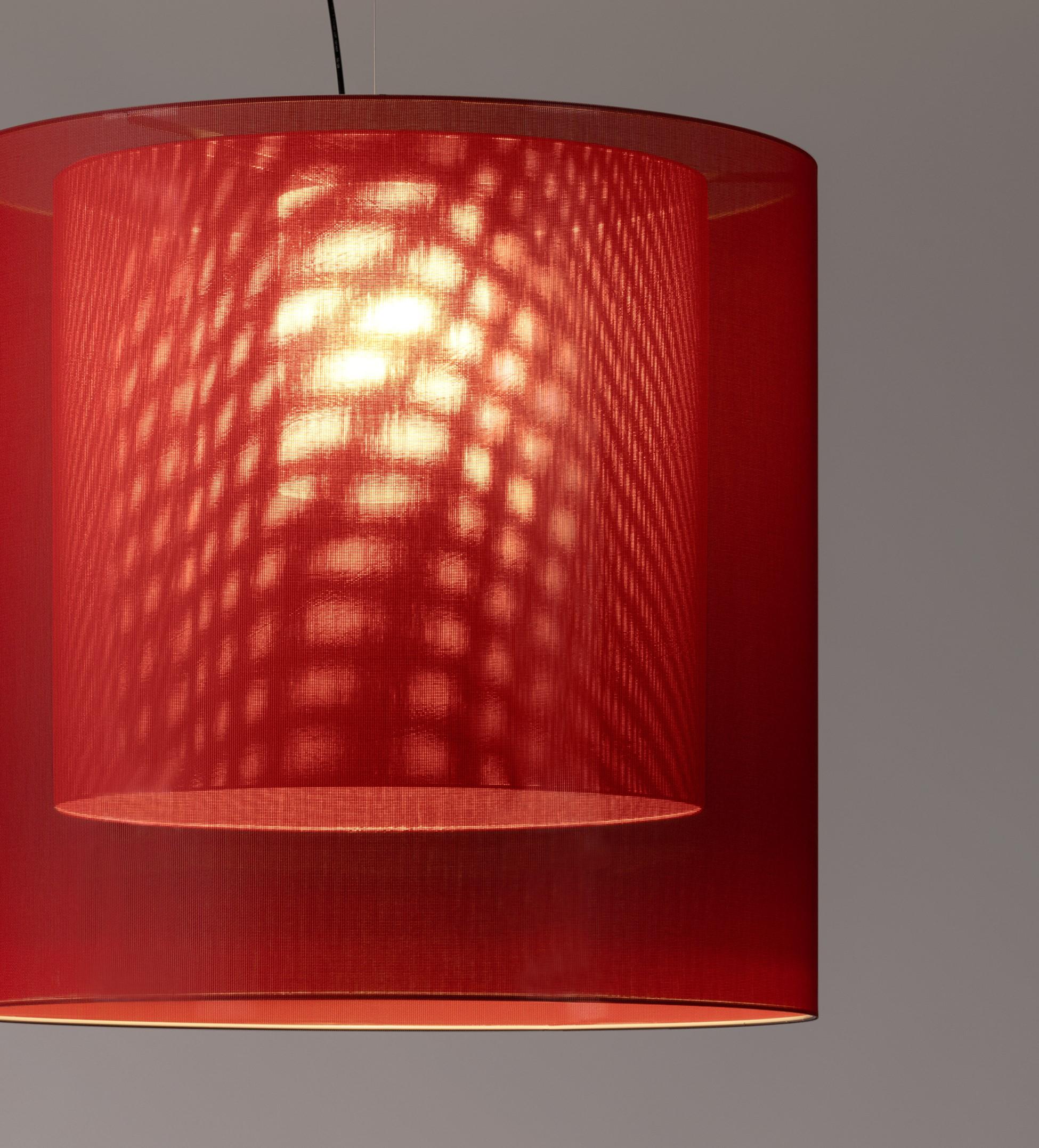 Modern Red Moaré Xl Pendant Lamp by Antoni Arola