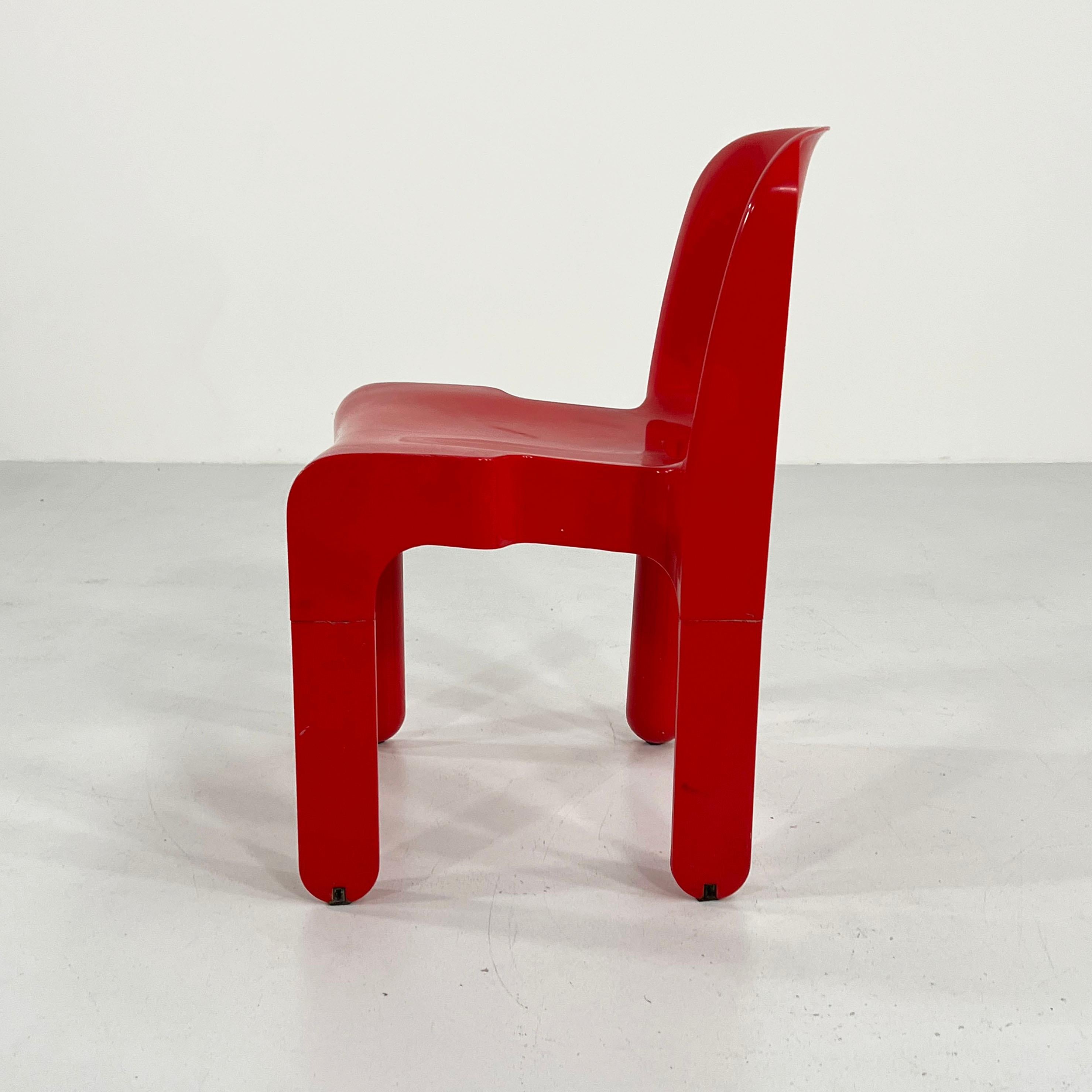 Mid-Century Modern Red Model 4869 Universale Chair by Joe Colombo for Kartell, 1970s