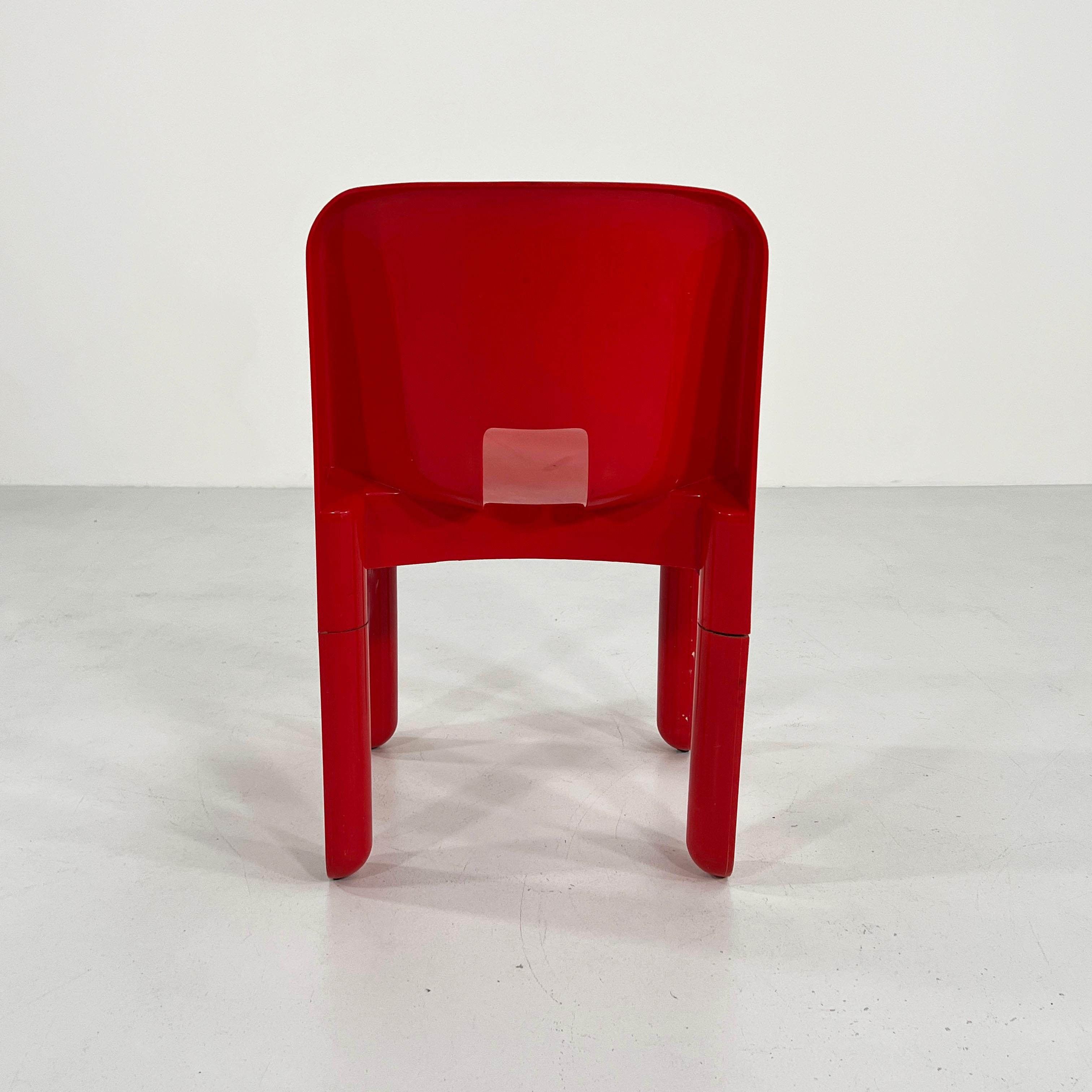 Italian Red Model 4869 Universale Chair by Joe Colombo for Kartell, 1970s