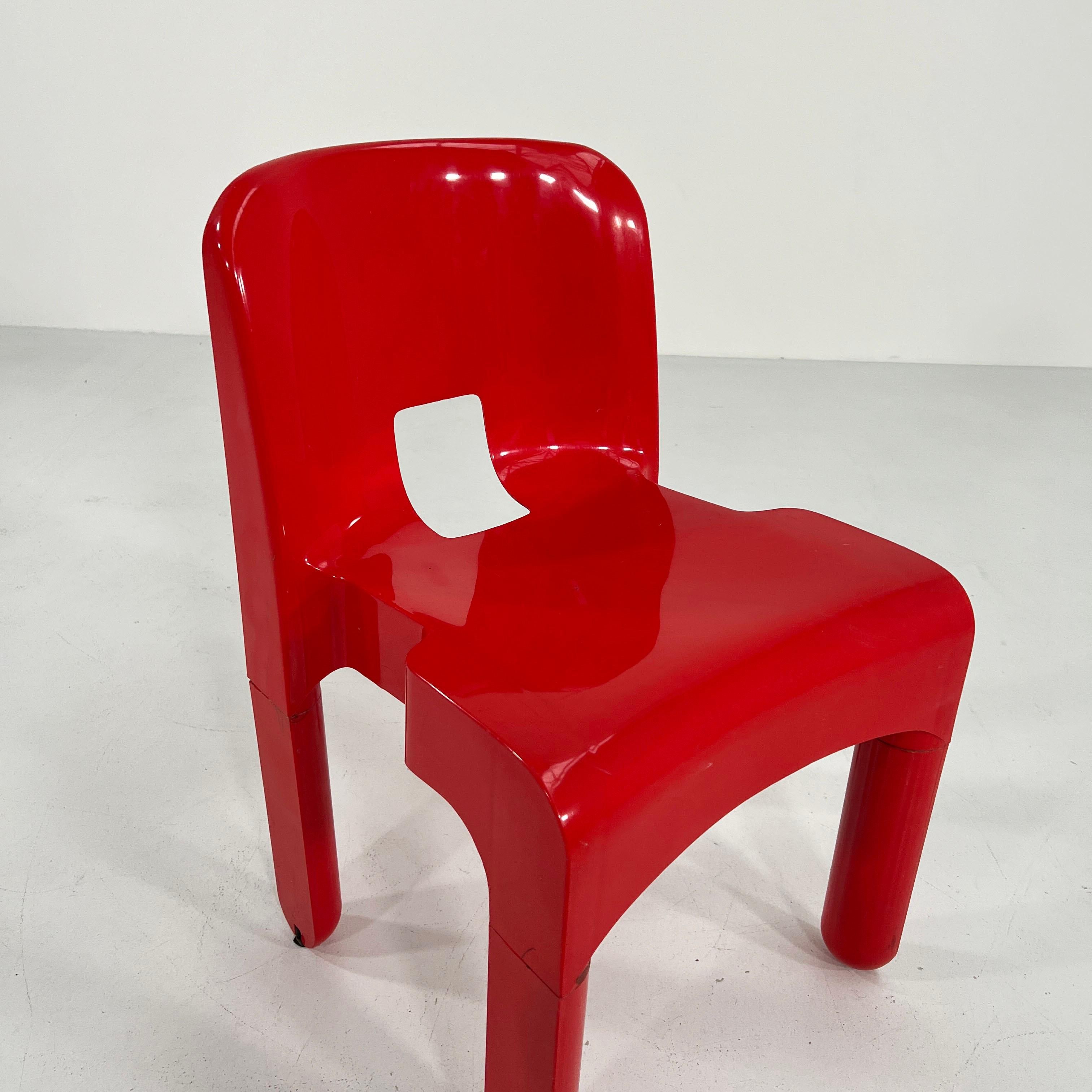 Red Model 4869 Universale Chair by Joe Colombo for Kartell, 1970s In Good Condition In Ixelles, Bruxelles