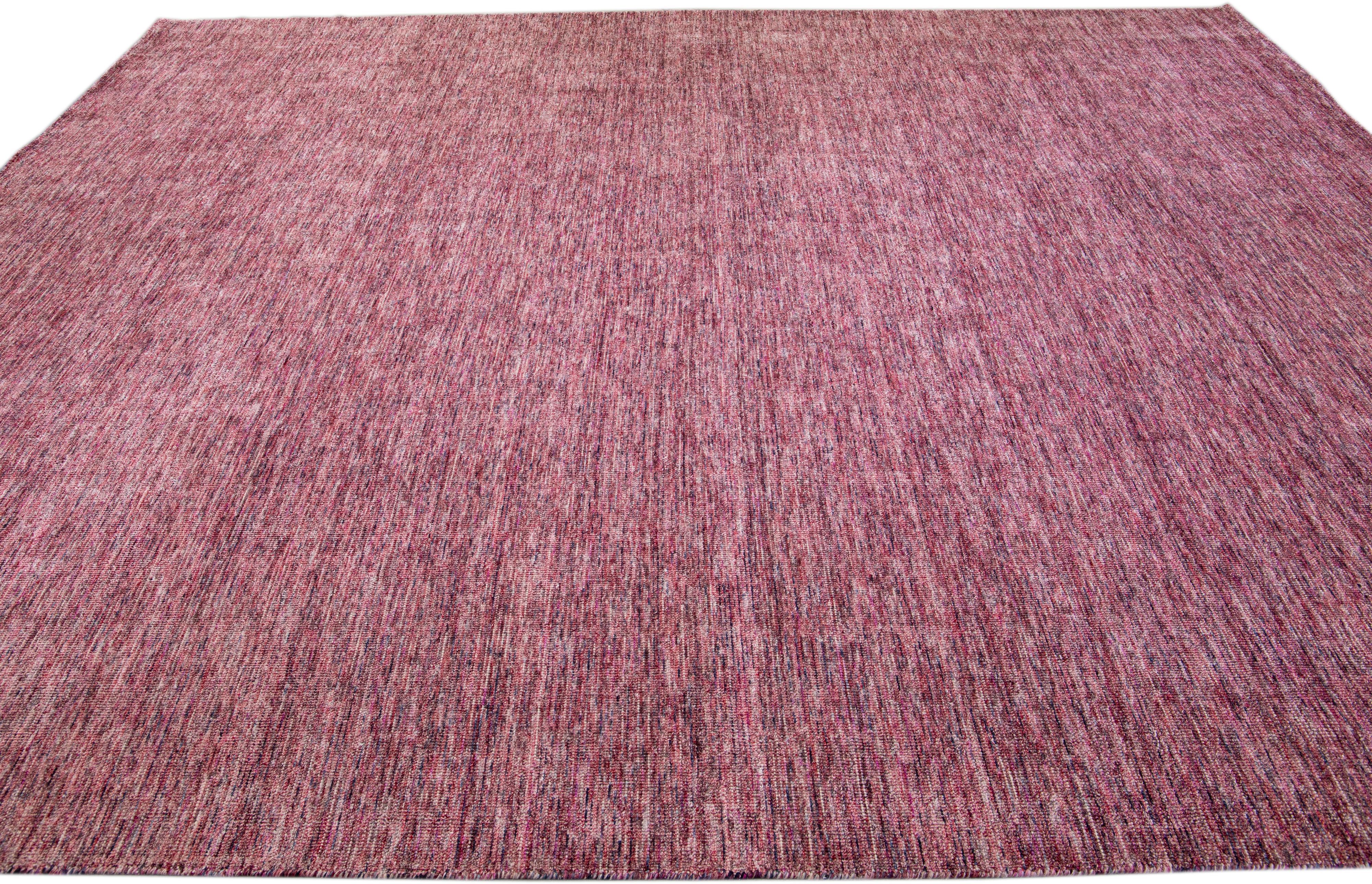 Red Modern Apadana's Groove Bamboo/Silk Handmade Oversize Rug In New Condition For Sale In Norwalk, CT