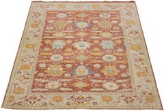 Red Modern Indian Tabriz Handmade Floral Wool Rug by Apadana