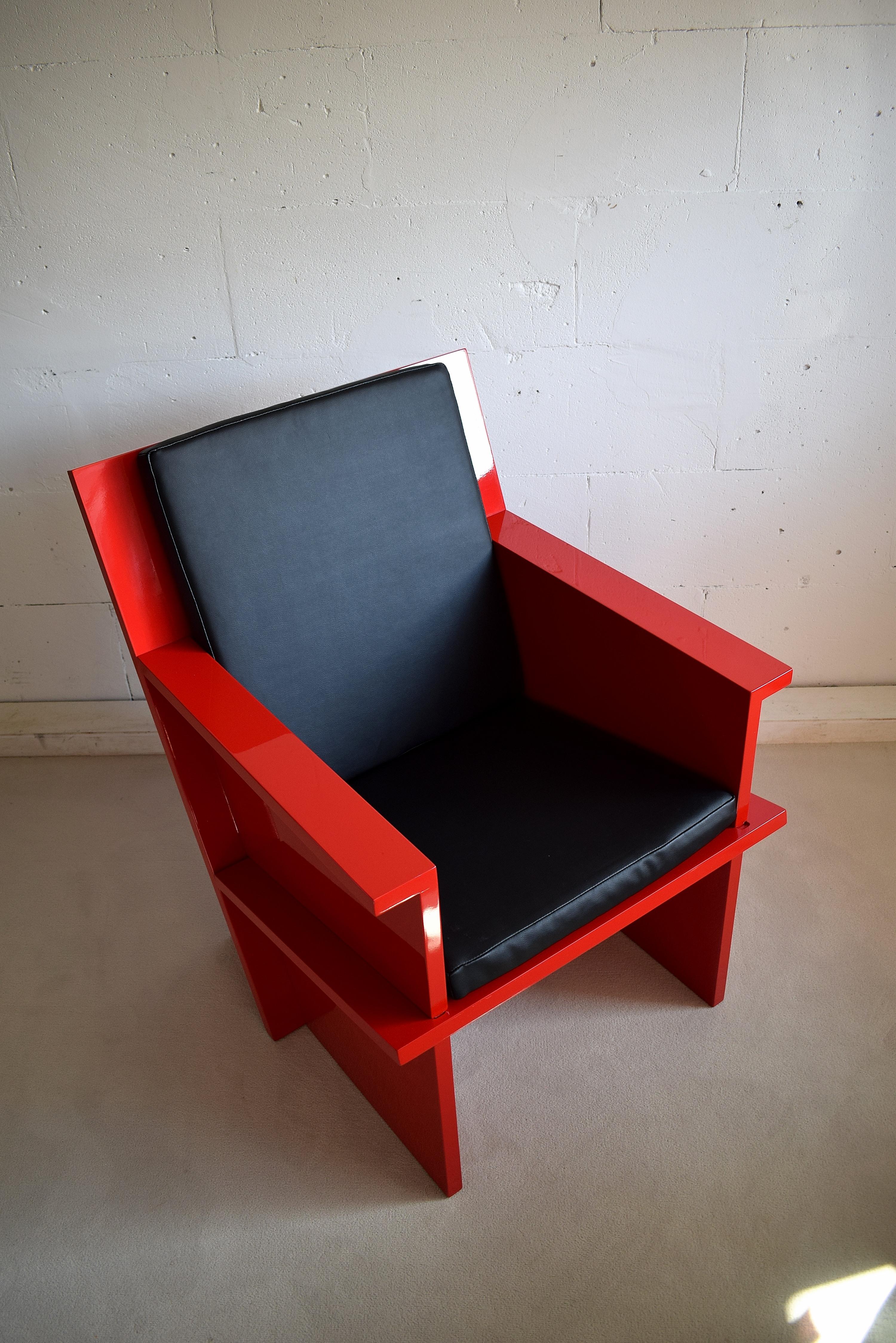 Red Modern Lounge Chair by Ruud Franken, the Netherlands 5