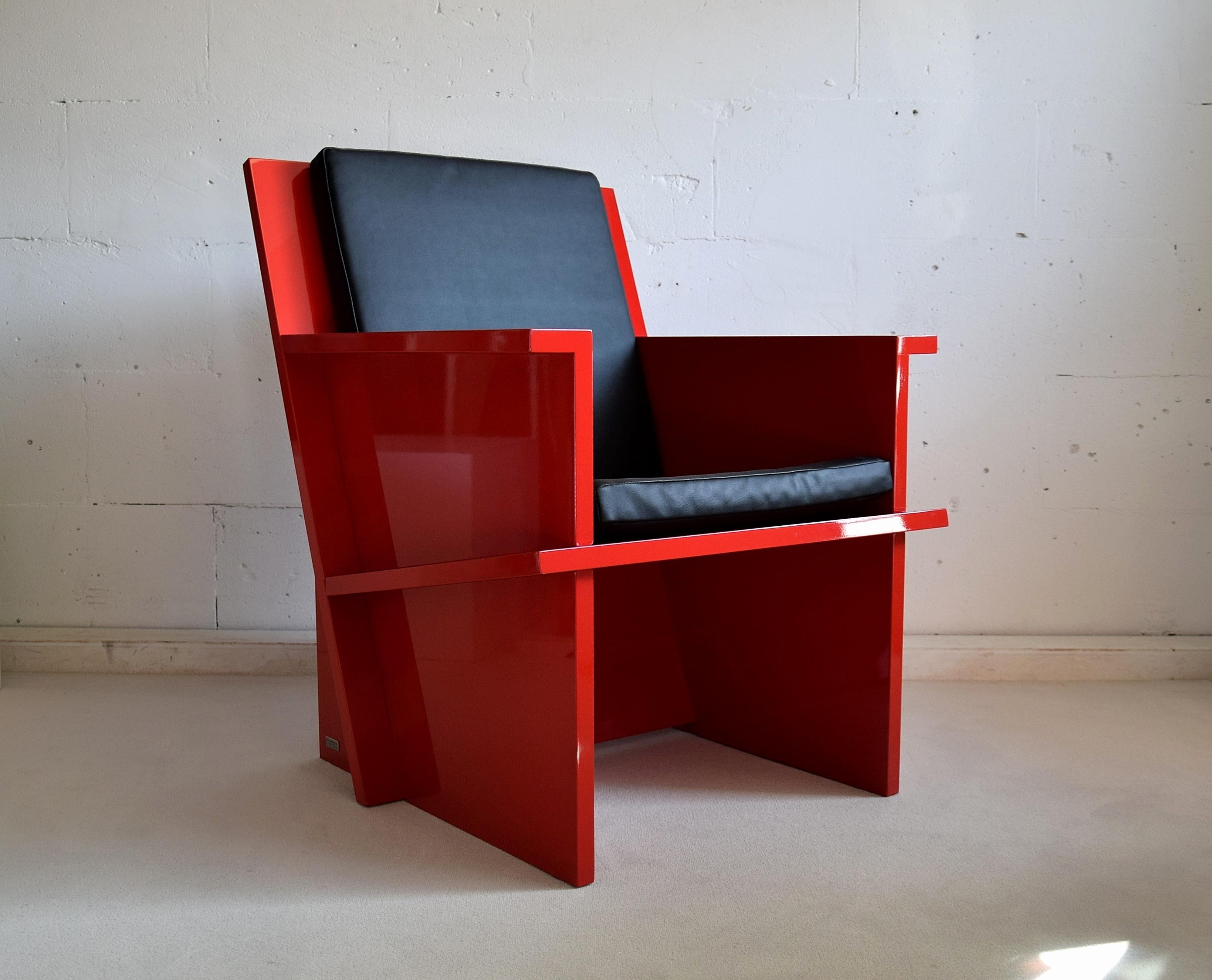 Dutch Red Modern Lounge Chair by Ruud Franken, the Netherlands
