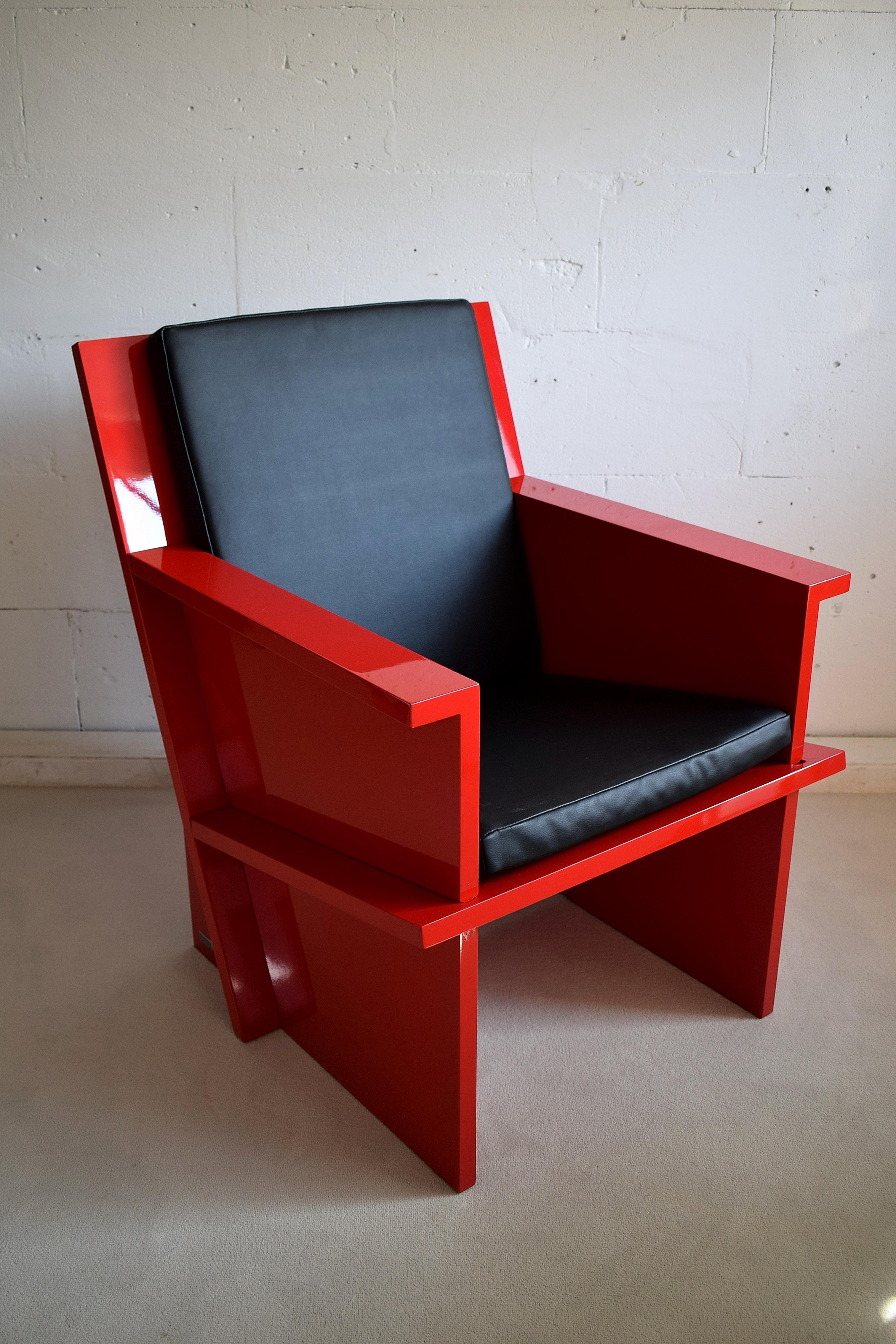 Red Modern Lounge Chair by Ruud Franken, the Netherlands 2