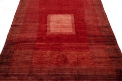 Red Modern Persian Gabbeh Handmade Geometric Wool Rug
