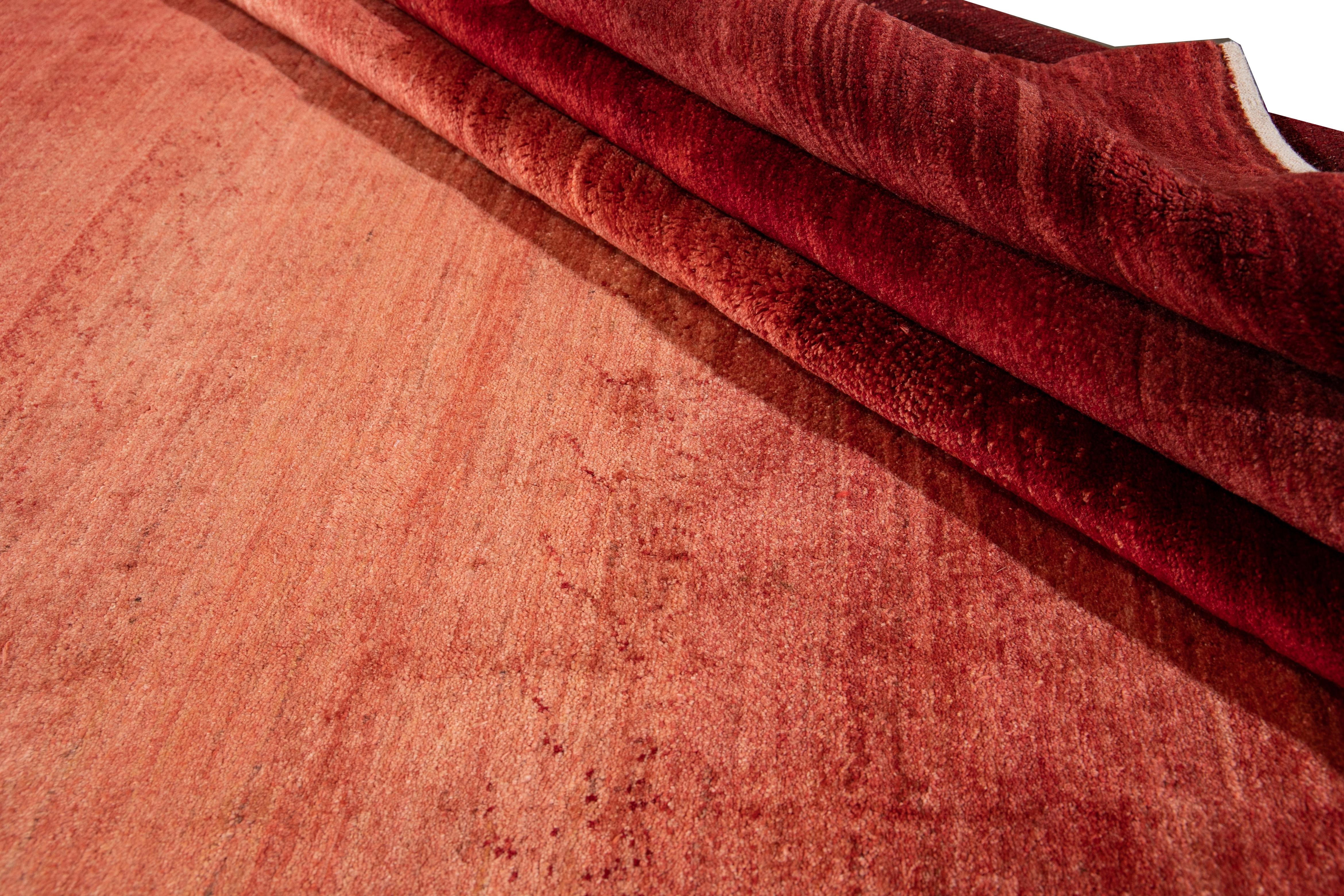 Contemporary Red Modern Persian Gabbeh Handmade Wool Rug