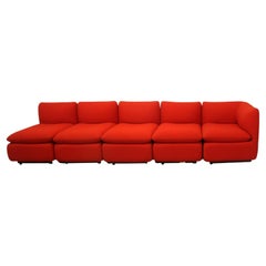 Retro Red Modern Steelcase Ganging Elysee 5 Piece Modular Sectional Sofa