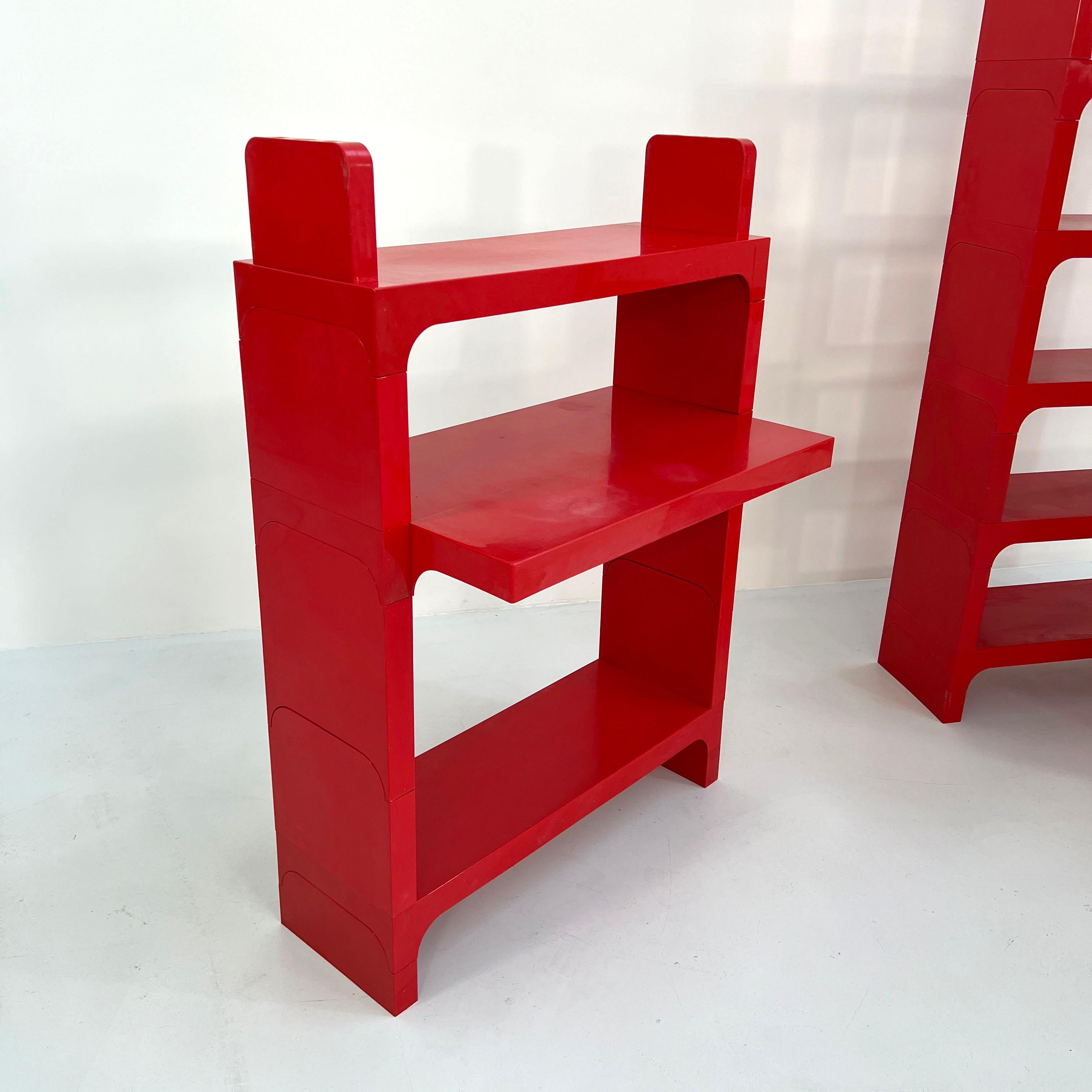 Post-Modern Red Modular Shelf with Desk by Olaf von Bohr for Kartell, 1970s