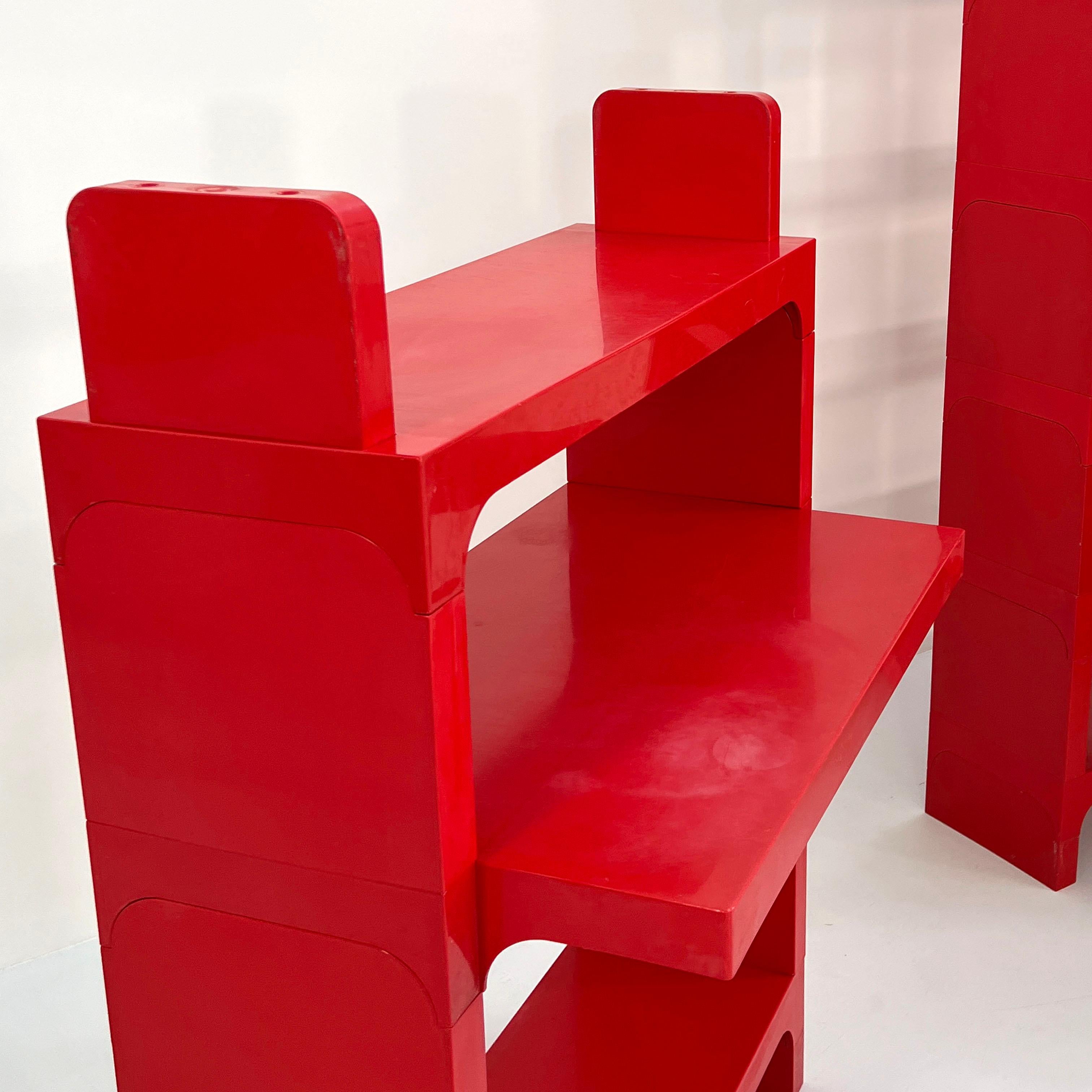 Late 20th Century Red Modular Shelf with Desk by Olaf von Bohr for Kartell, 1970s