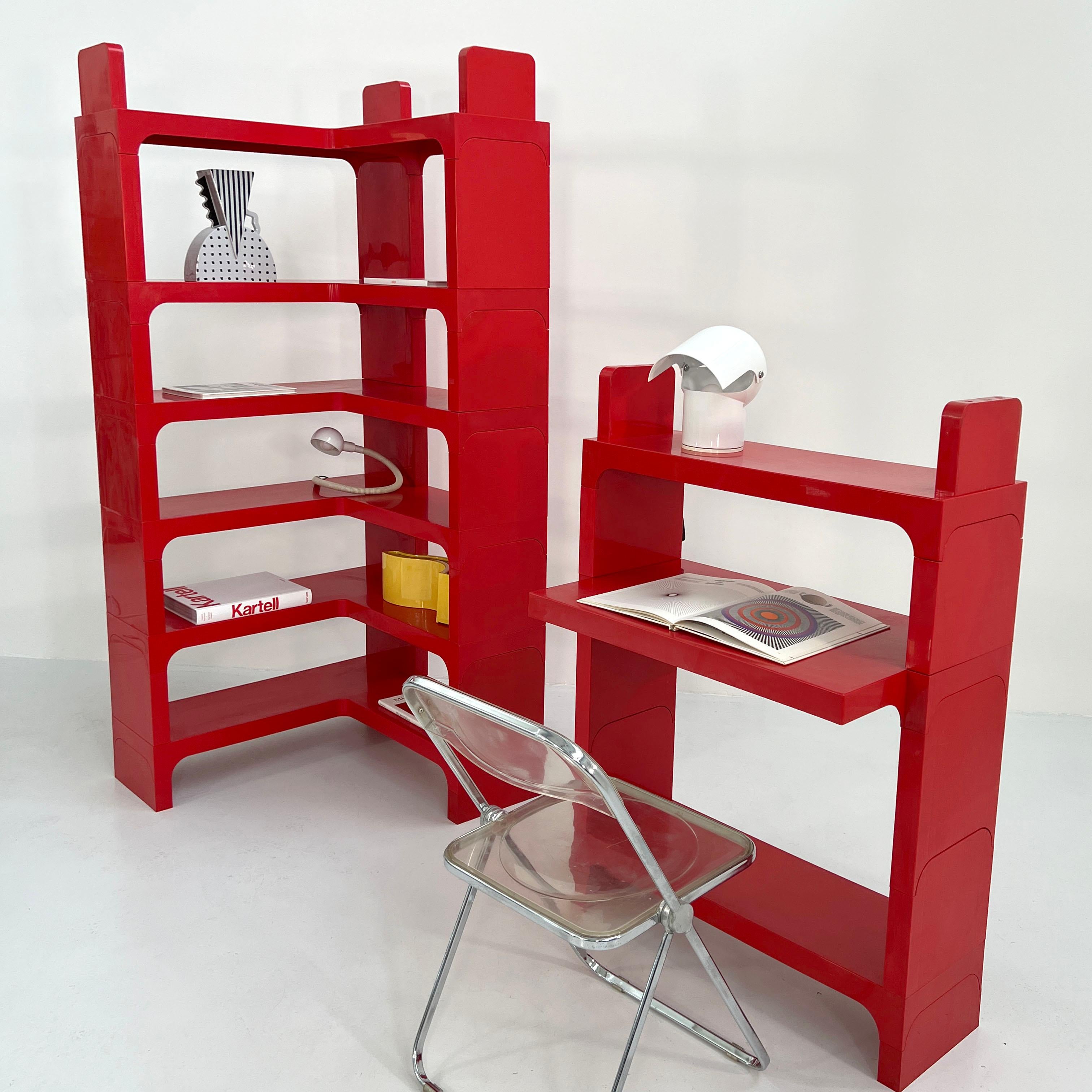 Plastic Red Modular Shelf with Desk by Olaf von Bohr for Kartell, 1970s