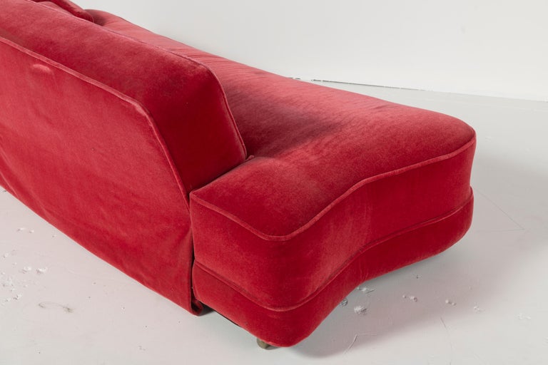 Red Mohair Sofa and Convertible Daybed, 1950s For Sale 4