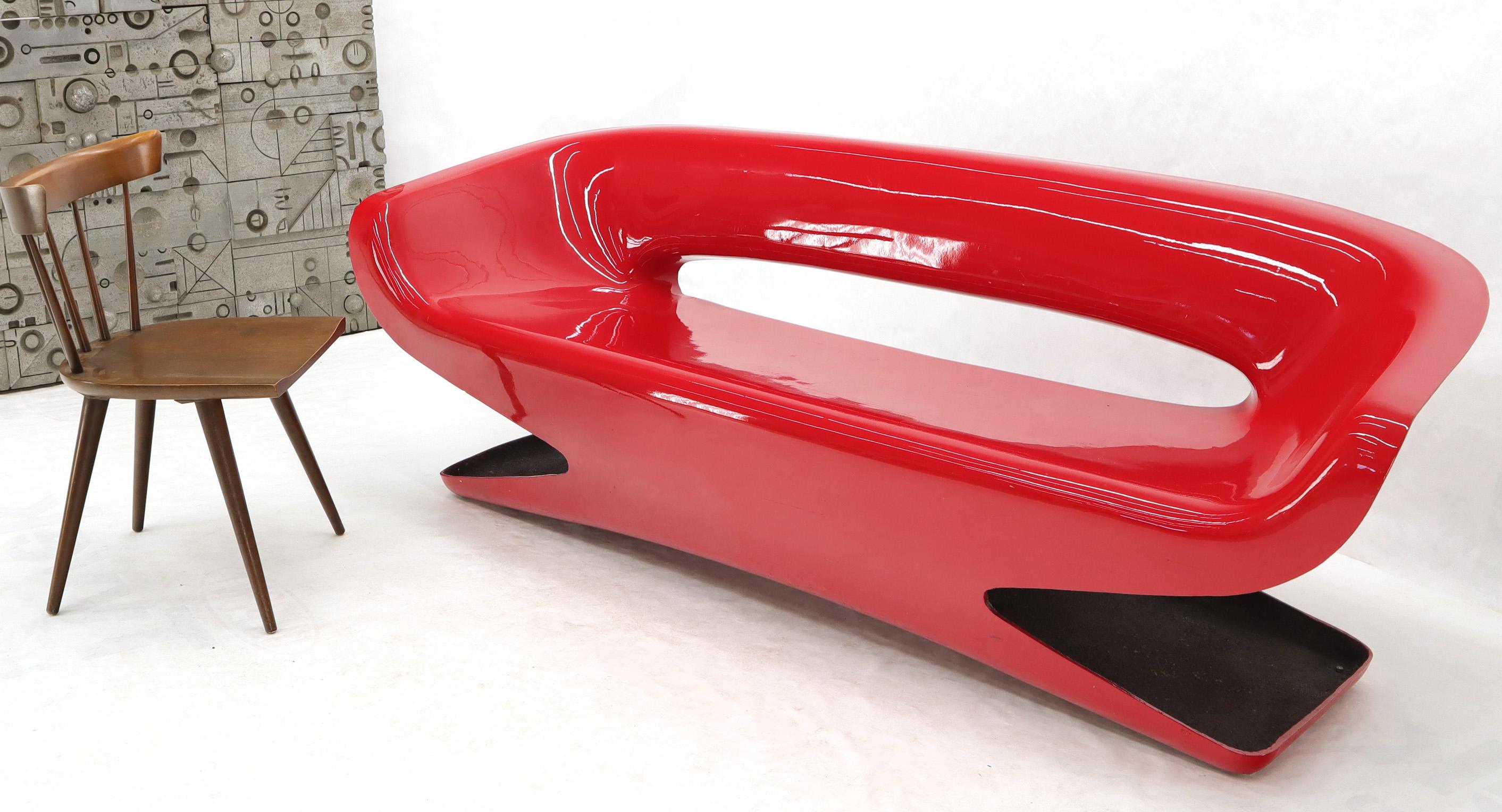 Red Molded Fiberglass Bench Love Seat In Good Condition For Sale In Rockaway, NJ