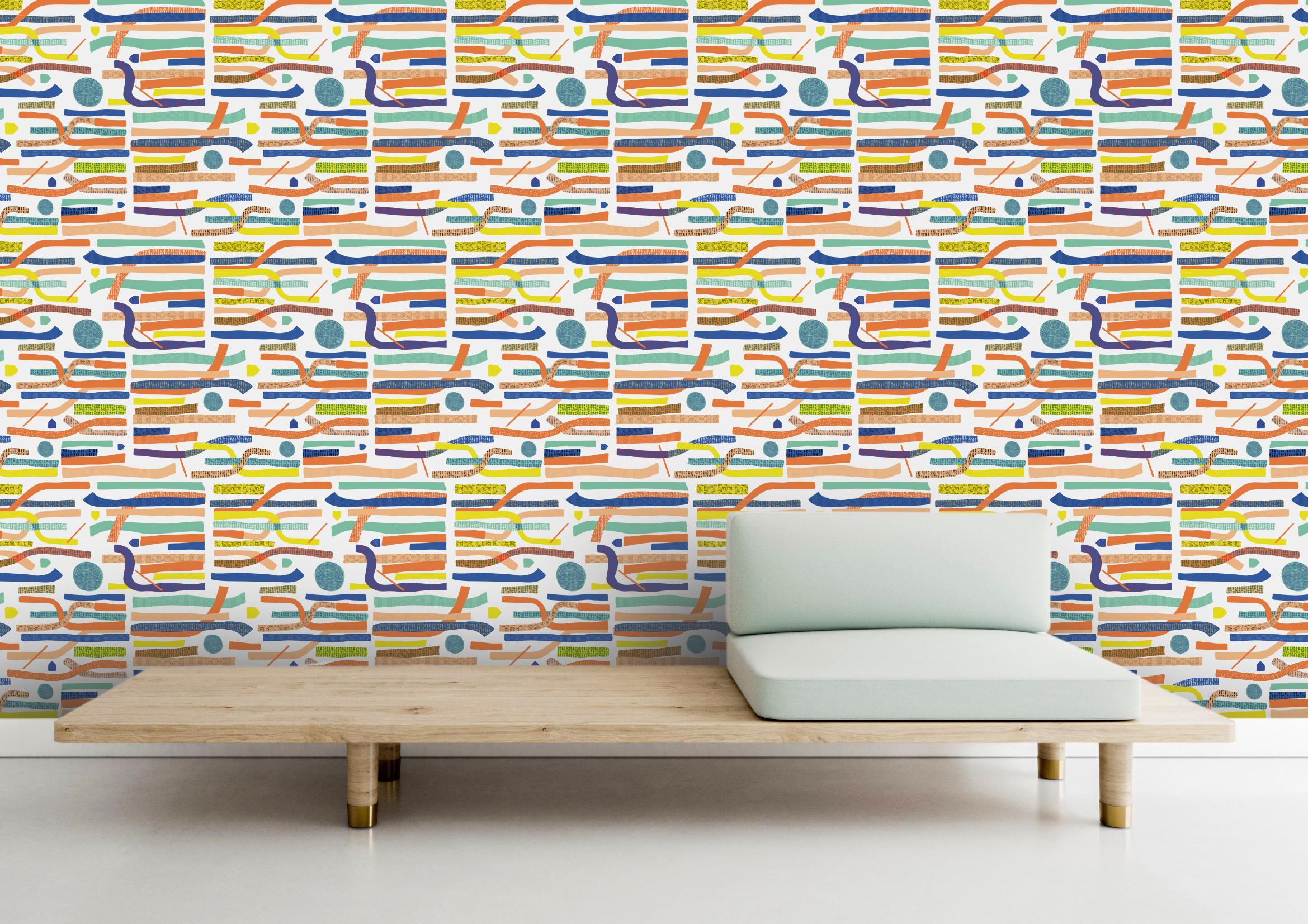 French Red Moon - custom mural wallpaper  (4 color proposals) For Sale