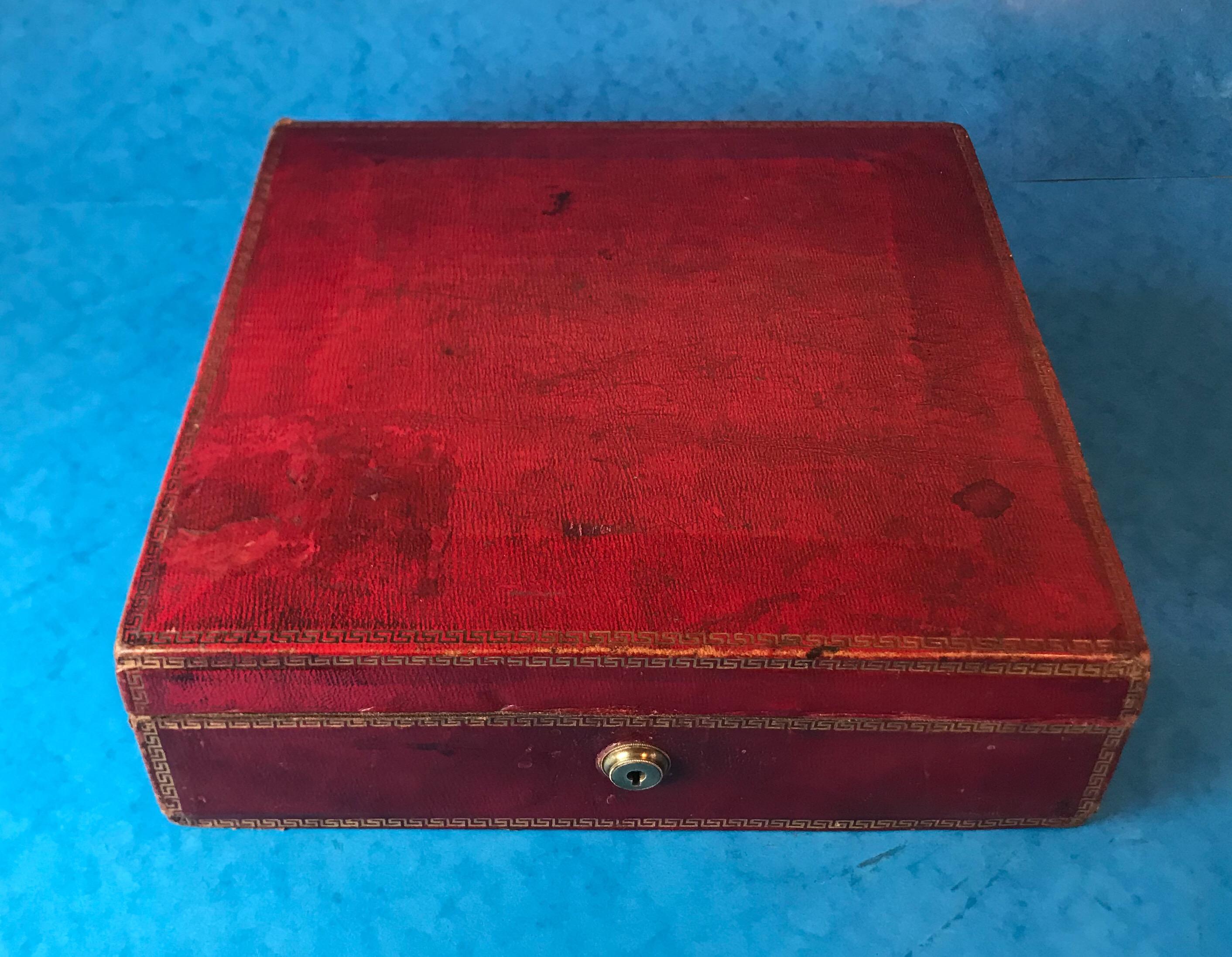 Red Moroccan Leather Jewelry Box In Good Condition In Windsor, Berkshire