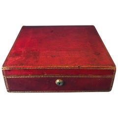 Antique Red Moroccan Leather Jewelry Box