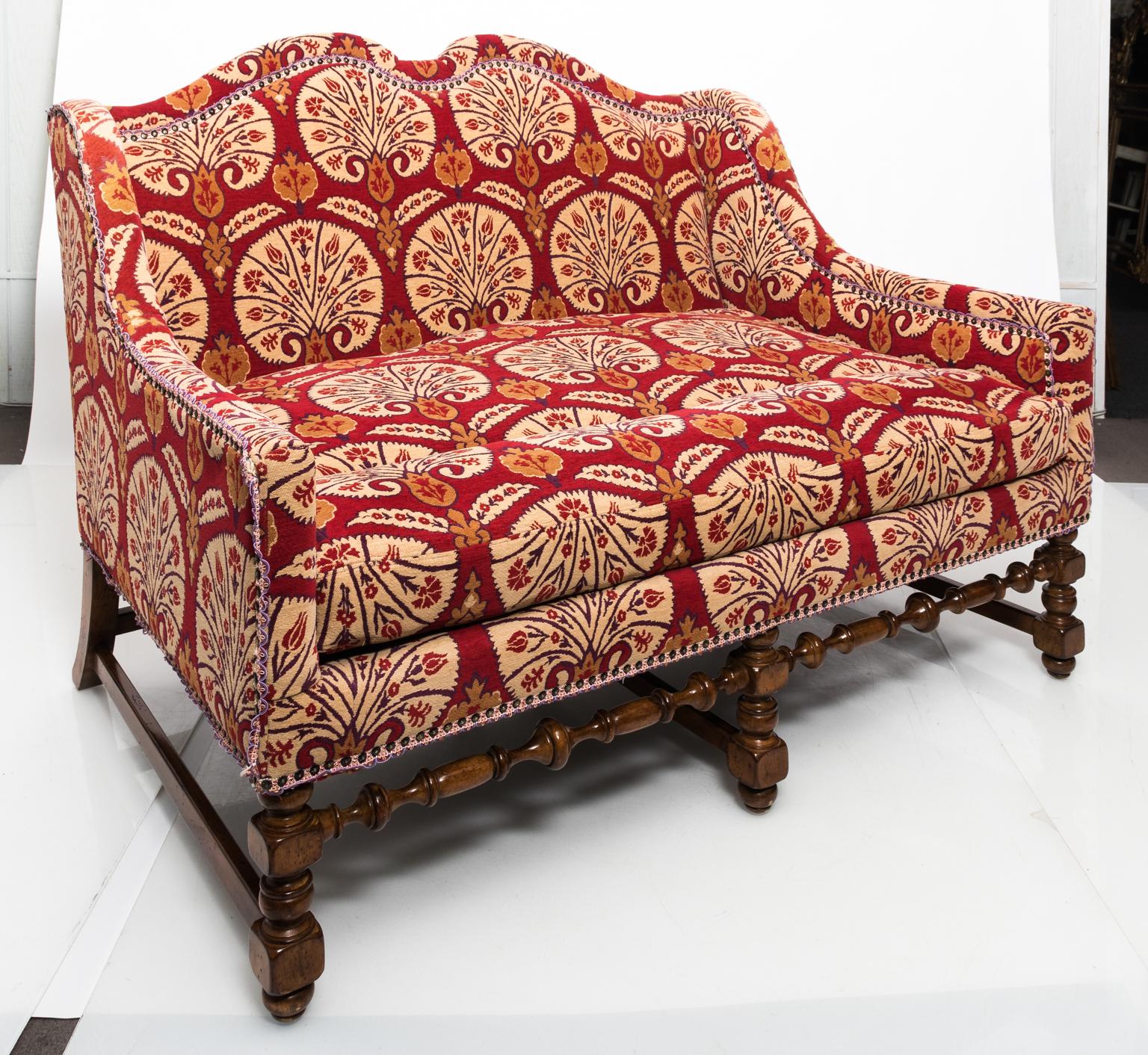 Red Moroccan Style Settee, circa 1980s For Sale 5