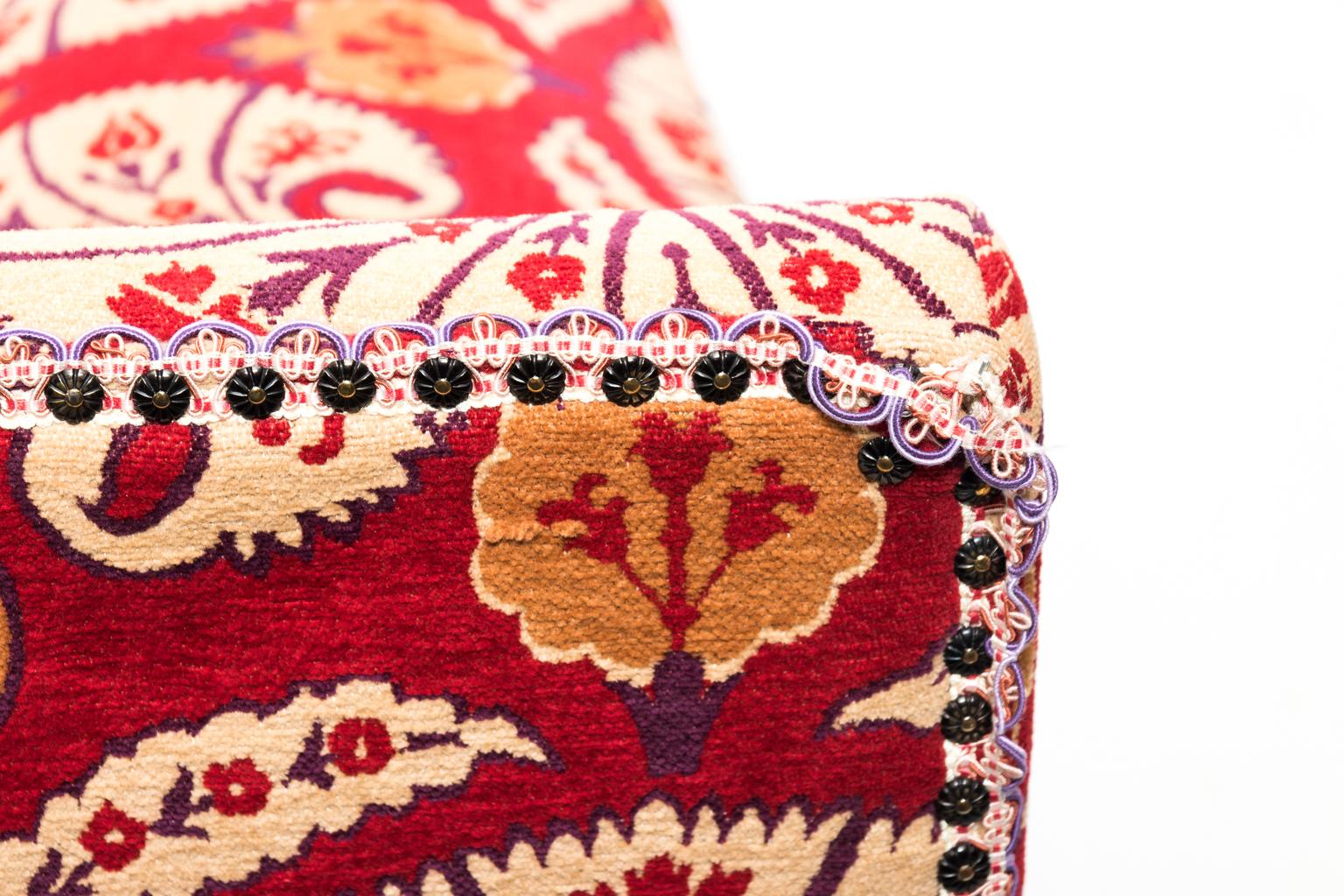 Red Moroccan Style Settee, circa 1980s For Sale 7