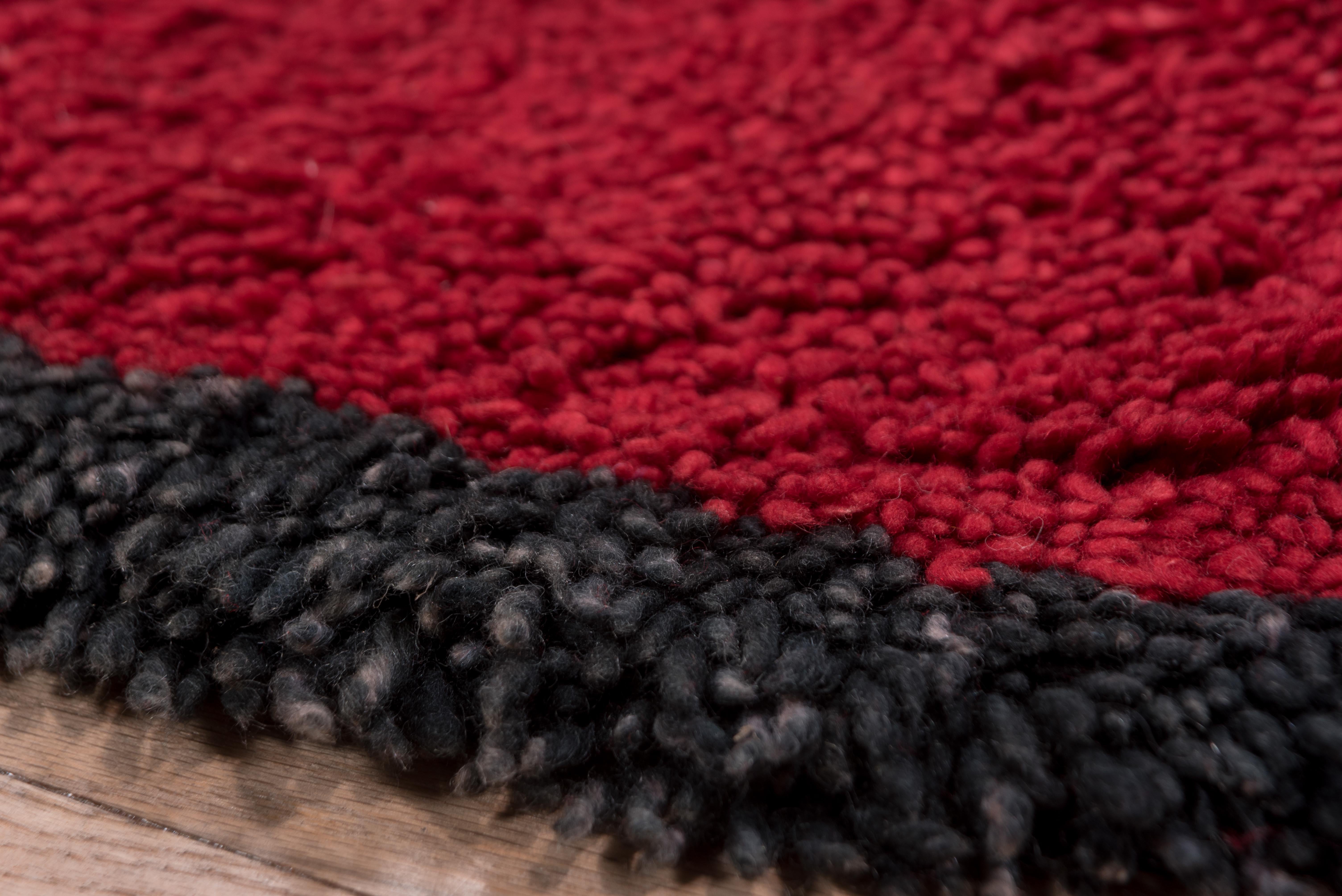 Wool Red Moroccan with Black Trim Border - Runner For Sale