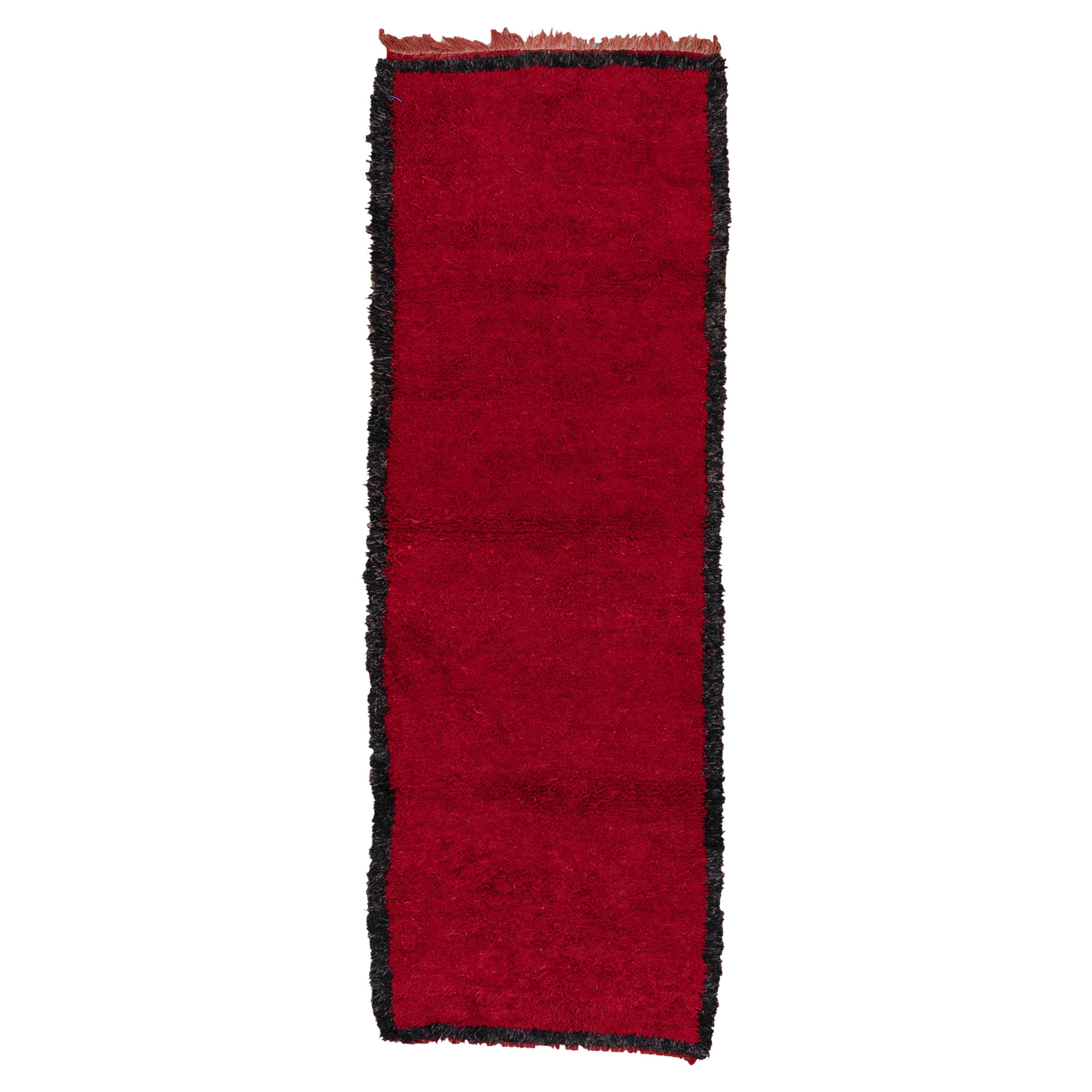 Red Moroccan with Black Trim Border - Runner For Sale