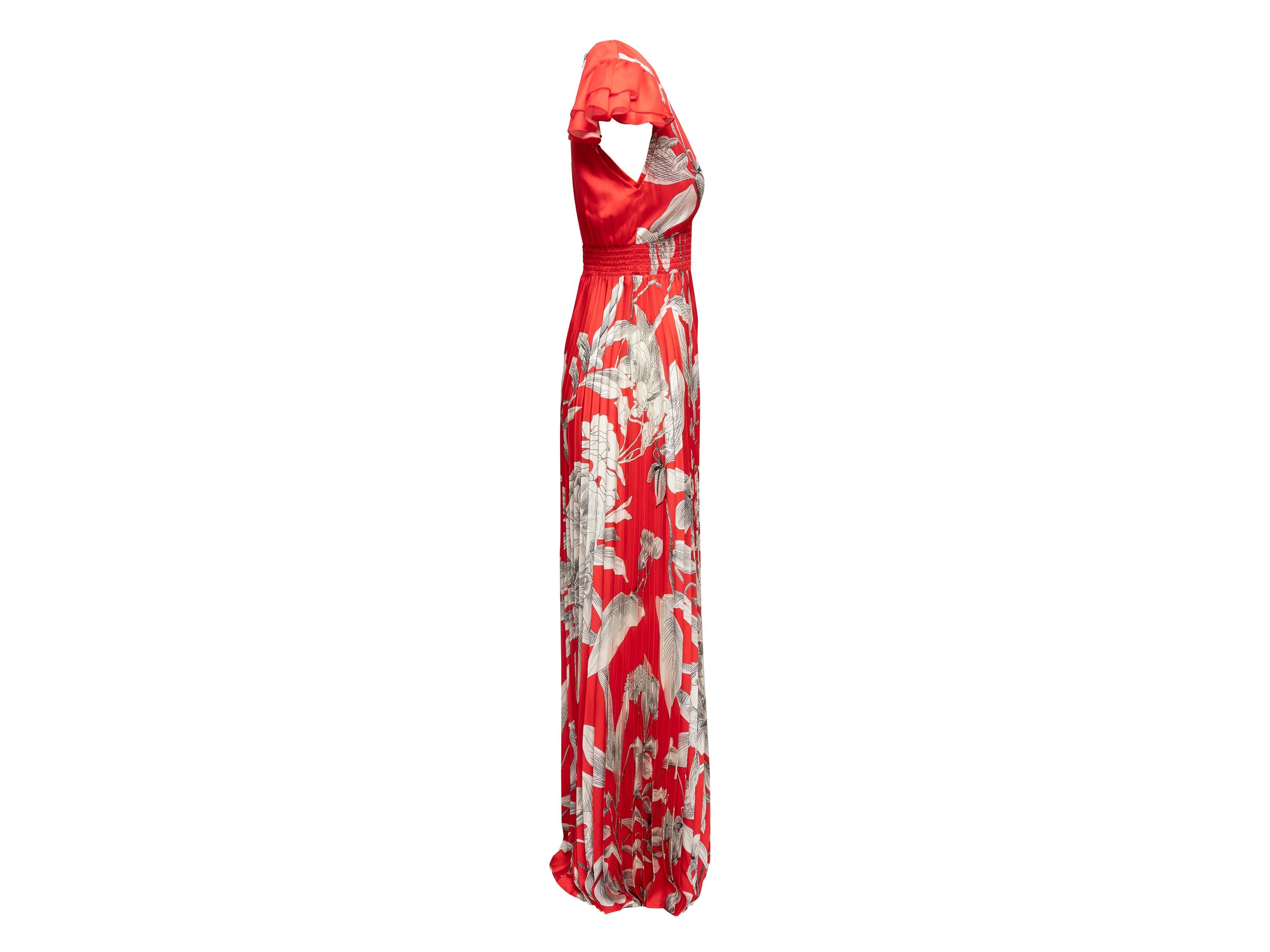 Rot & Multicolor Alice + Olivia Blumendruck Cap Ärmel Jumpsuit Größe US 4 im Zustand „Gut“ im Angebot in New York, NY