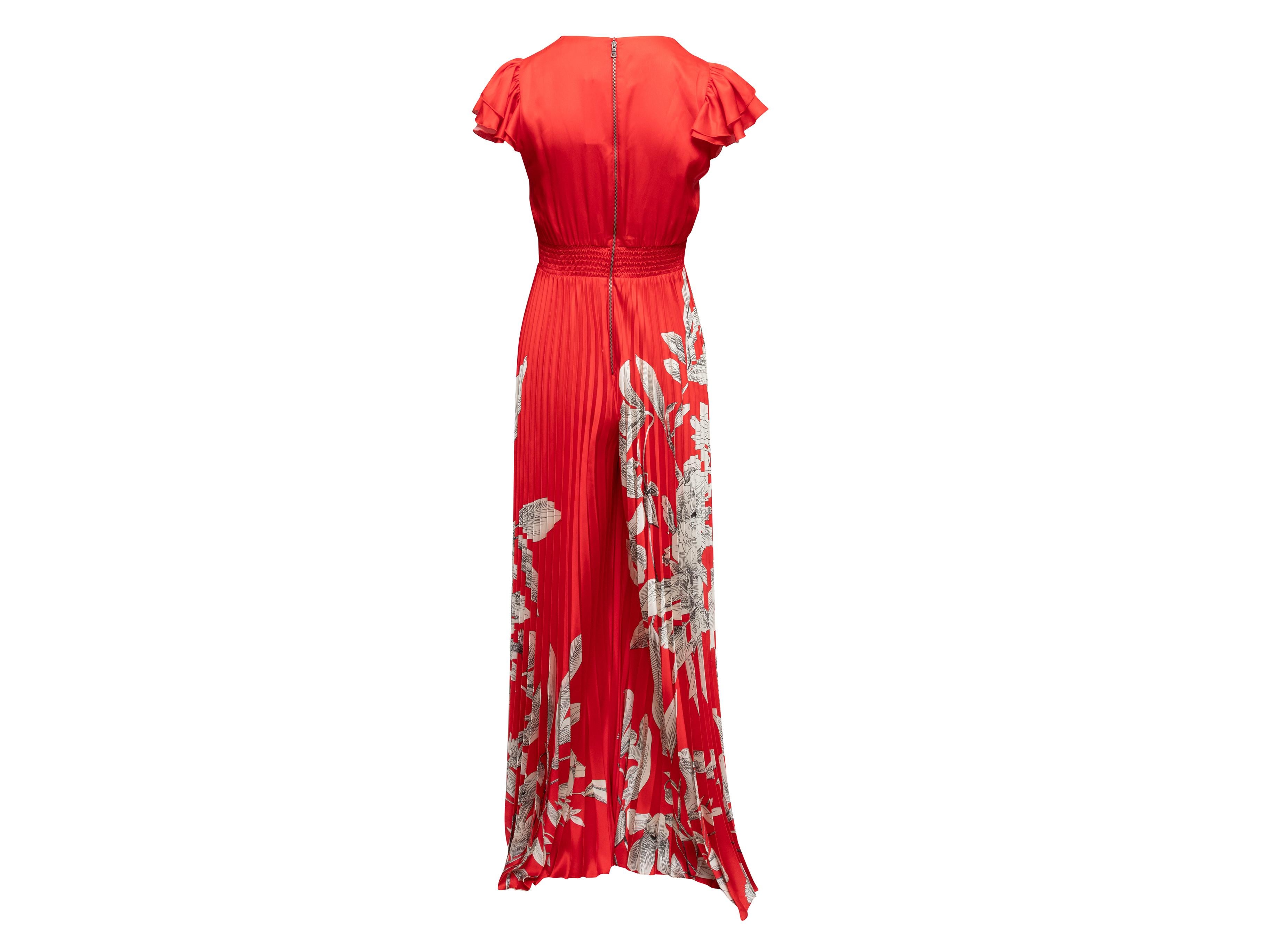 Rot & Multicolor Alice + Olivia Blumendruck Cap Ärmel Jumpsuit Größe US 4 Damen im Angebot