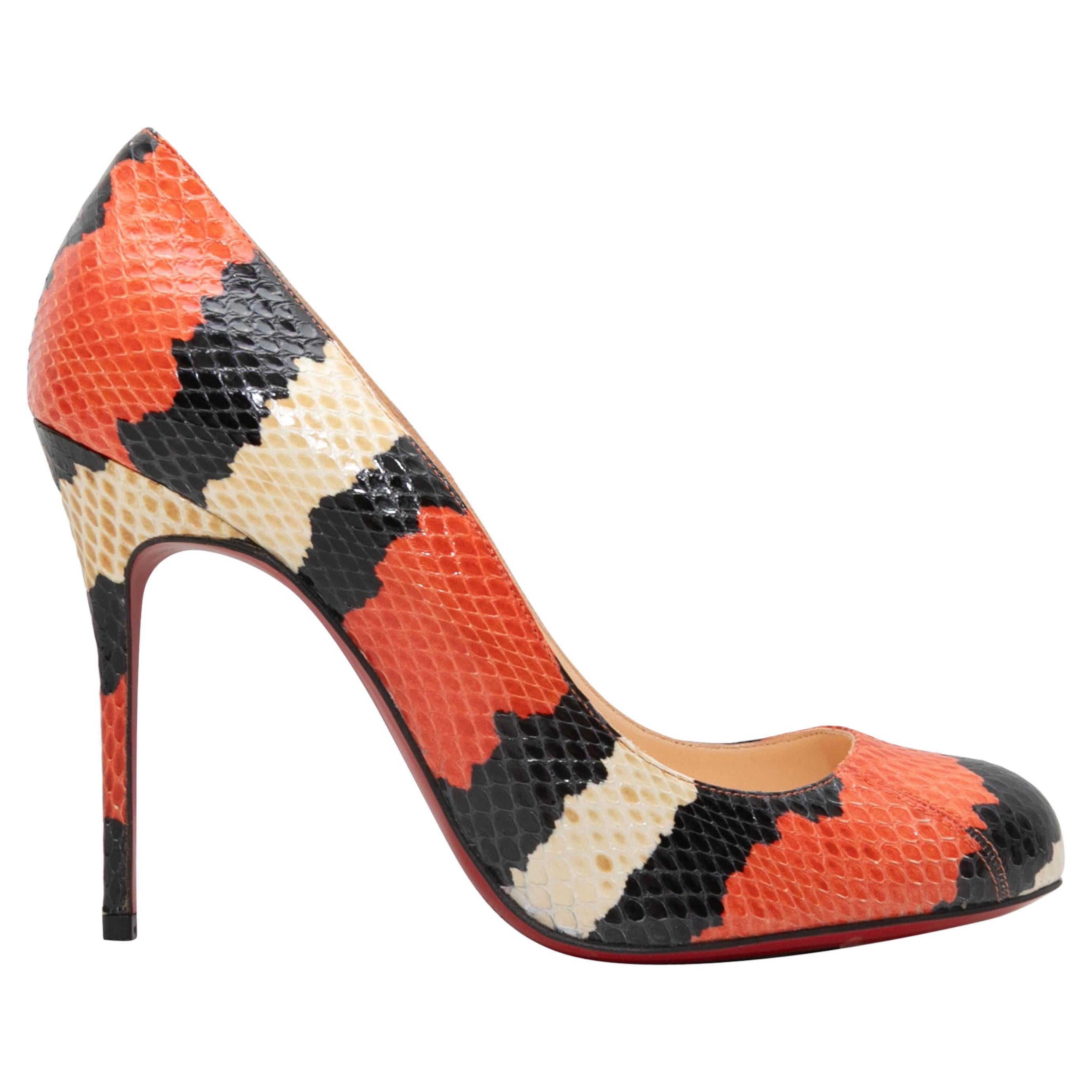 Rot & Multicolor Christian Louboutin Python Tricolor Pumps Größe 36,5